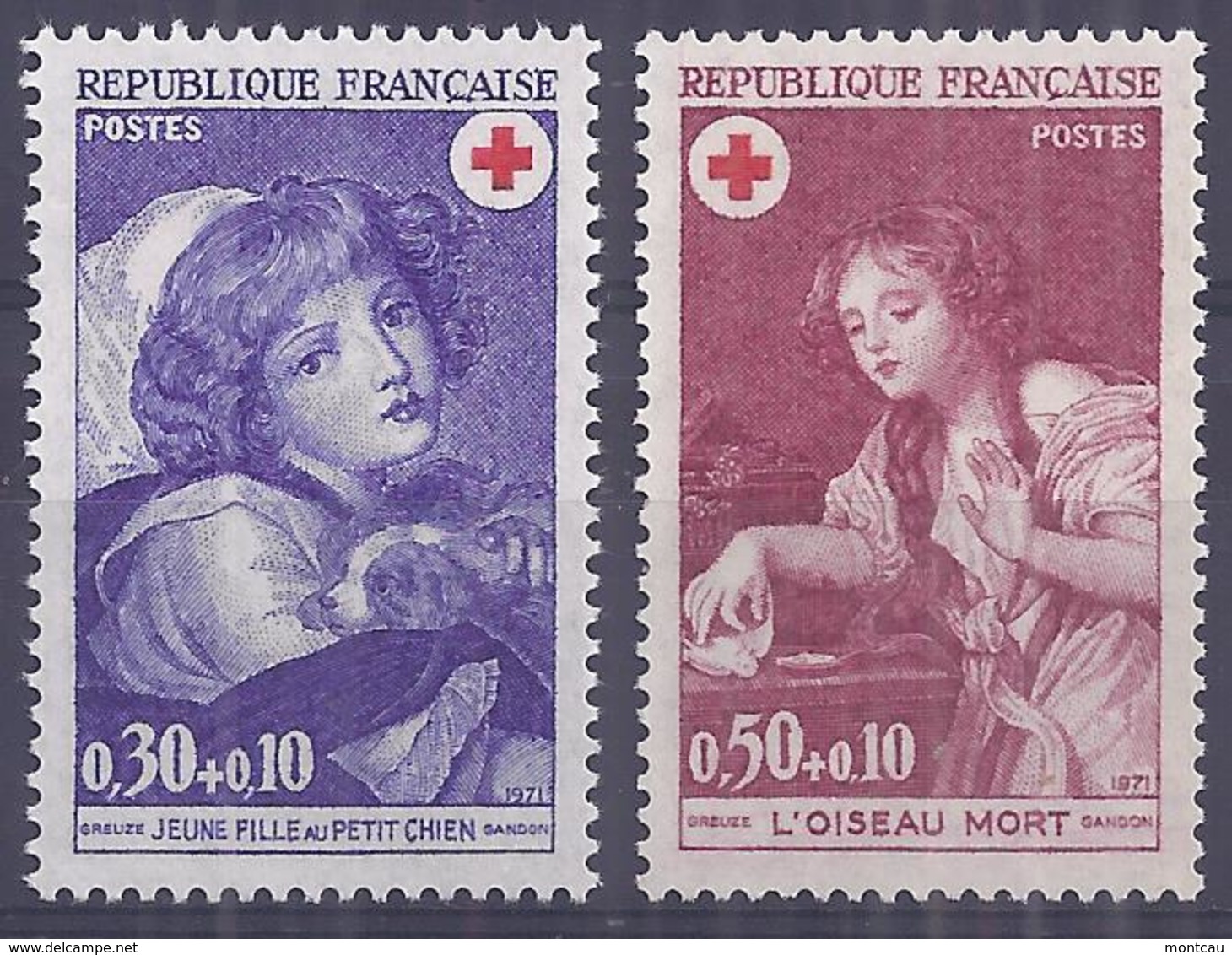 Francia 1971. YT = 1700-01 - Nuevos Sin Fijasellos (**). Cruz Roja - Unused Stamps