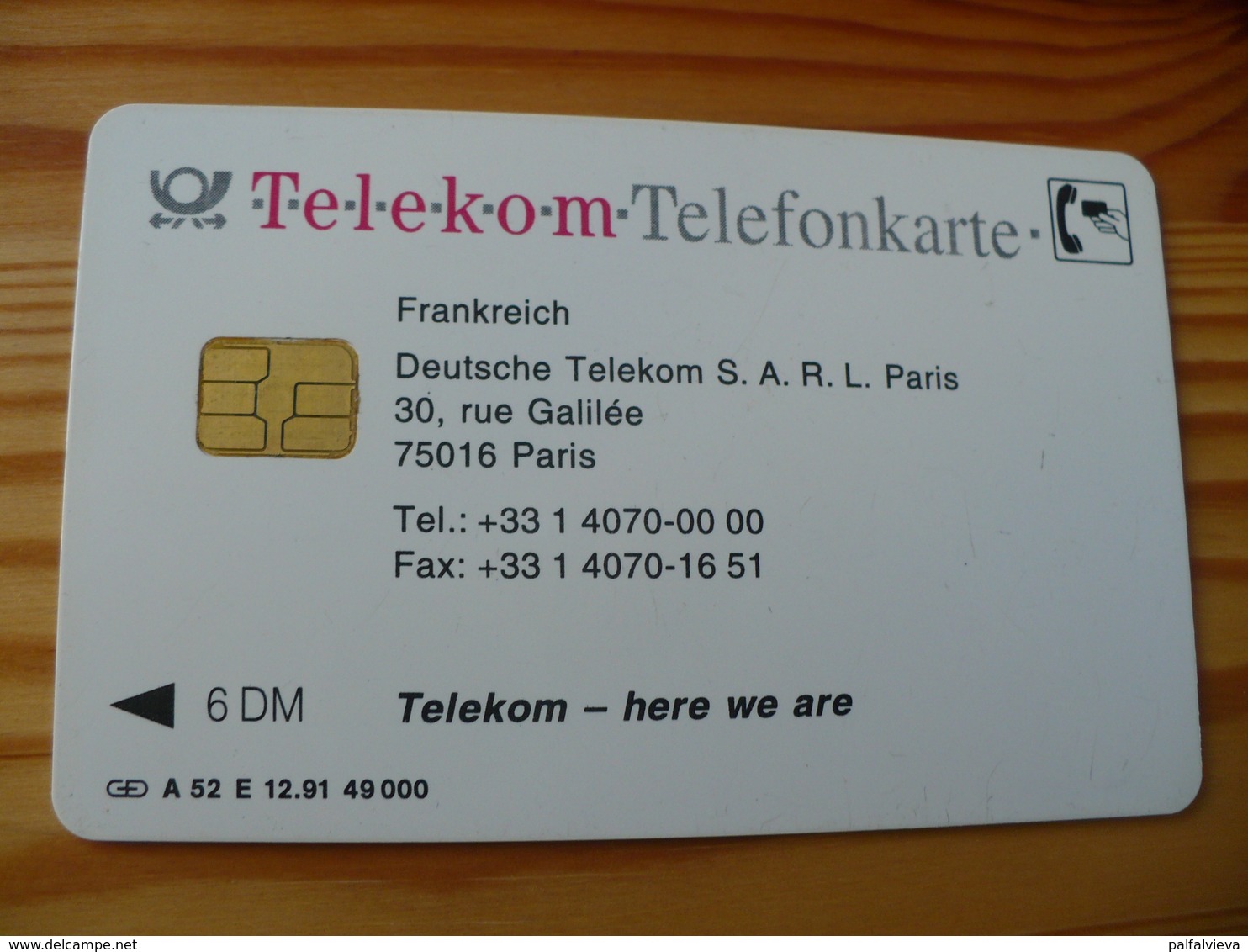 Phonecard Germany A 52 E 12.91 Paris, France 49.000 Ex. - A + AD-Series : D. Telekom AG Advertisement