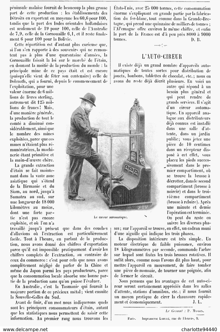 MACHINE à CIRER LES CHAUSSURES " L'AUTO-CIREUR "   1900 - Other & Unclassified