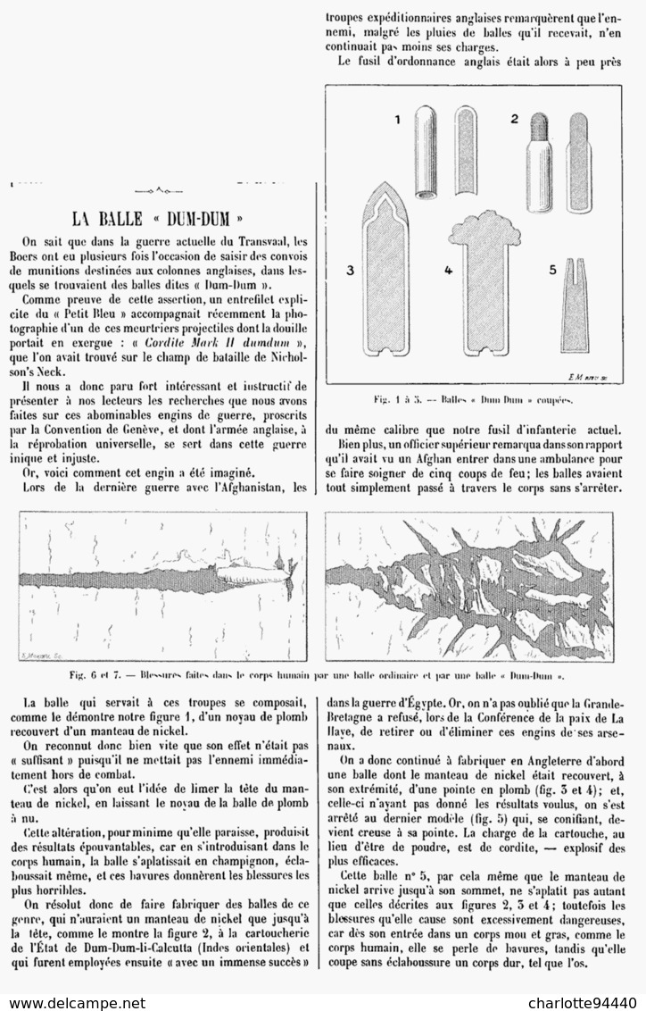 LA BALLE  " DUM-DUM "  1900 - Autres & Non Classés