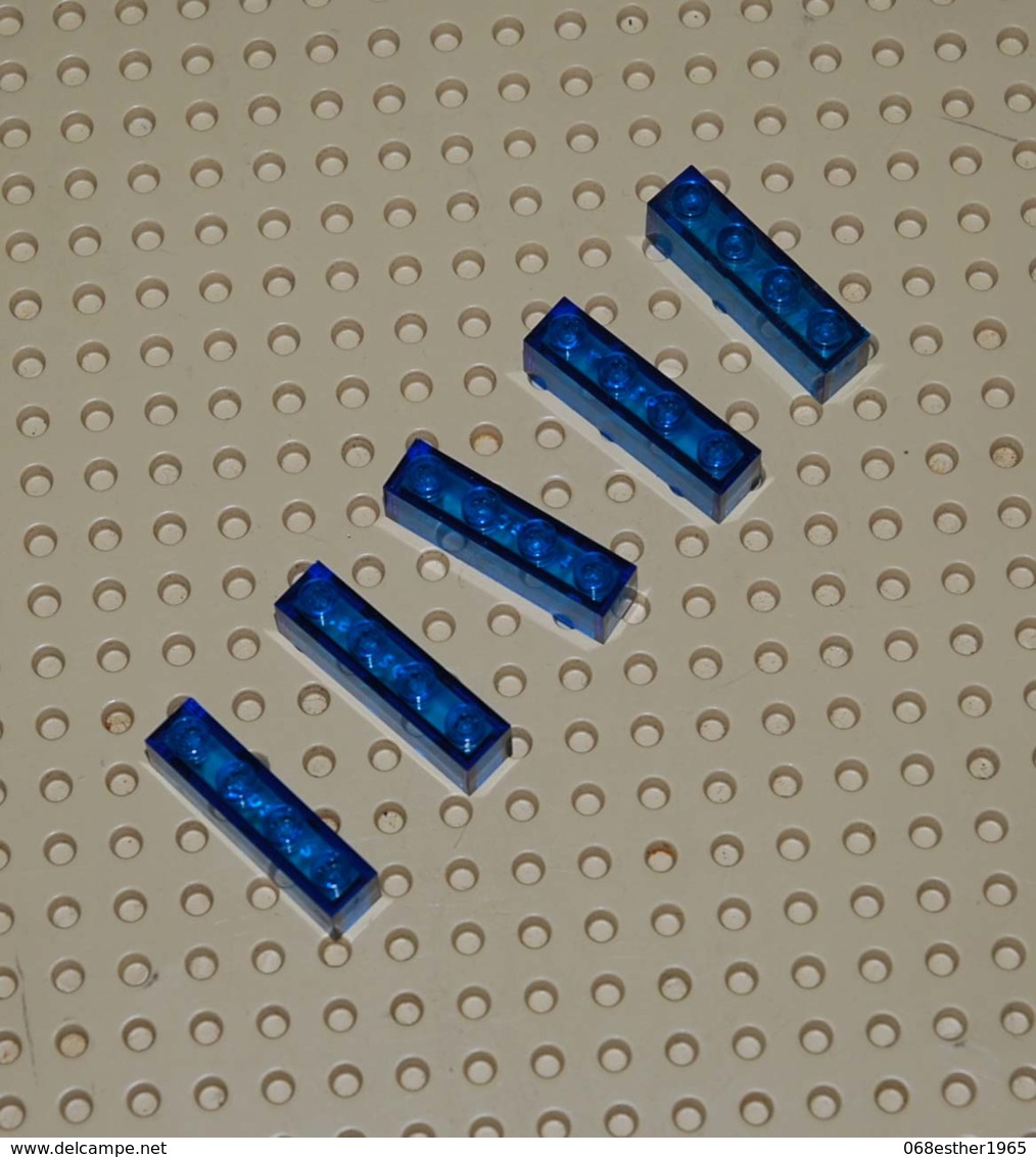 Lego Lot 5x Brique 1x4 Bleu Transparent Ref 3010 - Lego Technic