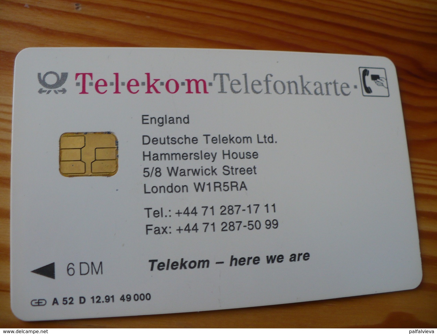 Phonecard Germany A 52 D 12.91. London, England 49.000 Ex. - A + AD-Series : D. Telekom AG Advertisement