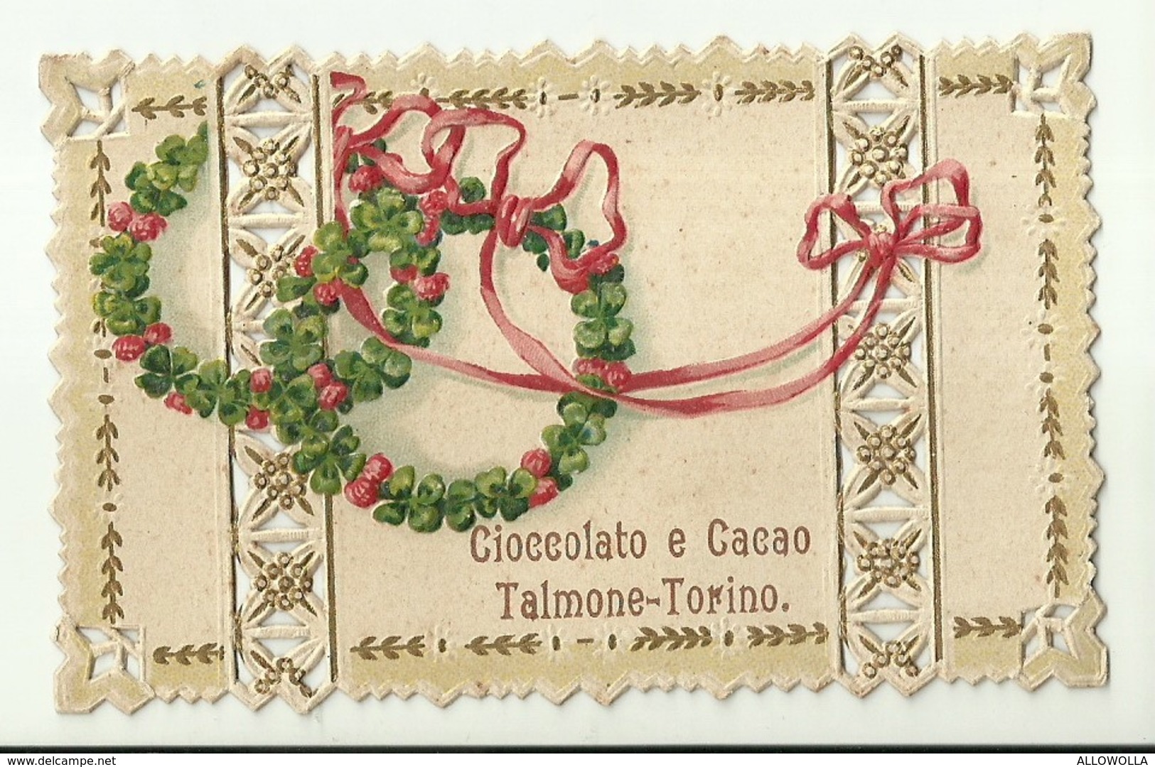 1992 " TALMONE-TORINO-CIOCCOLATO E CACAO-BIGLIETTO PUBBLICITARIO ANNI '20/'30 " BIGLIETTO ILL. ORIG. - Altri & Non Classificati