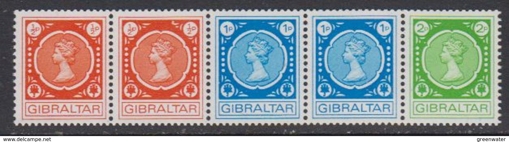 Gibraltar 1971 Automaten Marken Strip 5v ** Mnh (41485N) - Gibraltar