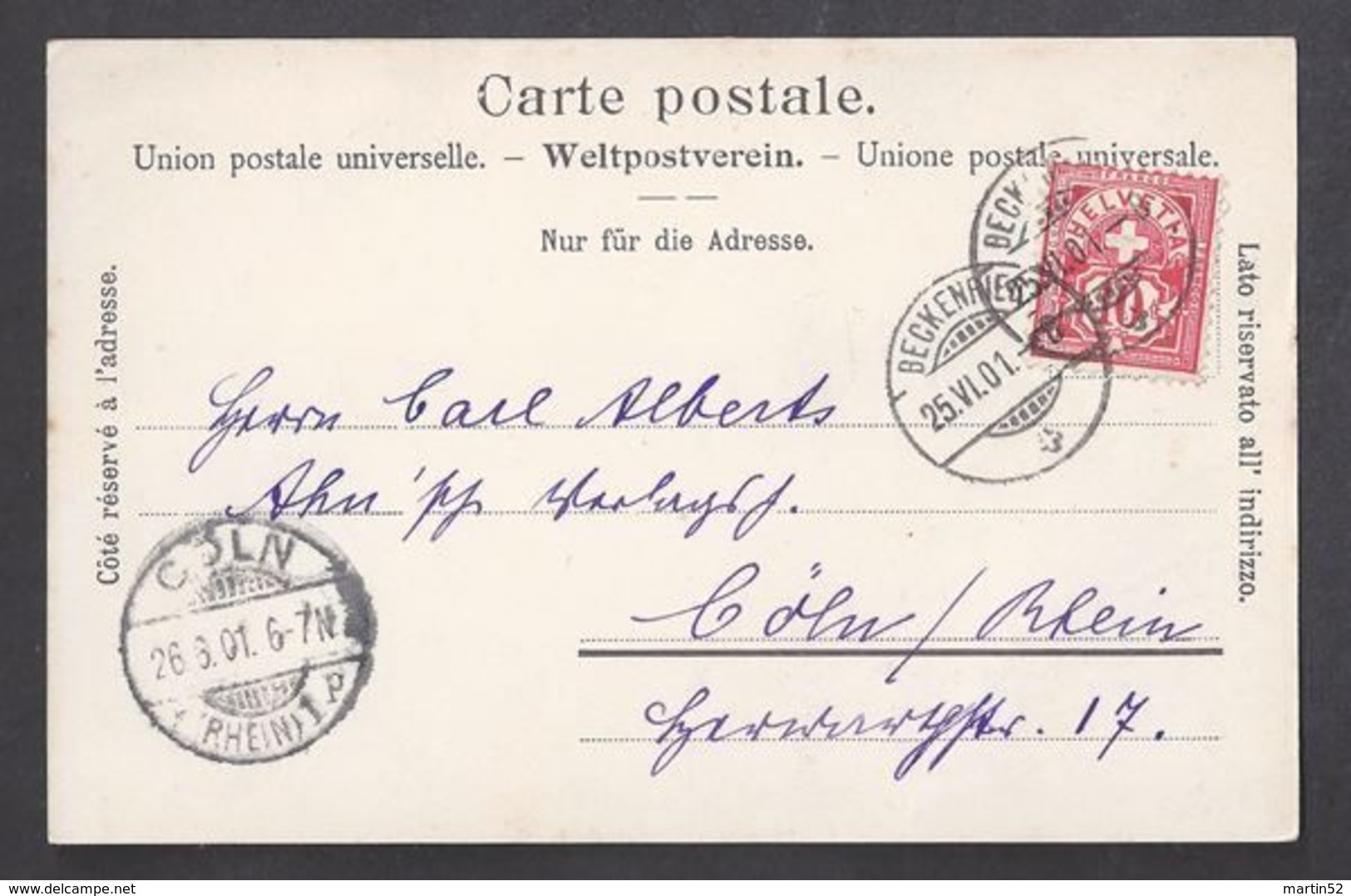 Schweiz Suisse 1901: Bild-PK / CPI "Axenstrasse" (Verlag & Photographie Gisler, Interlaken) Mit O BECKENRIED 25.VI.01 - Bauen