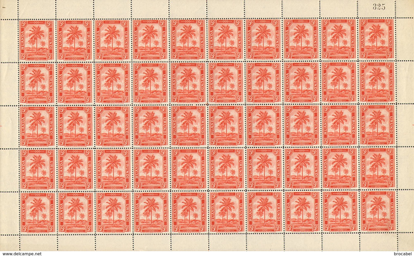 Ruanda 0126** 5c Rouge -  Feuille / Sheet De 50- MNH - Feuilles Complètes