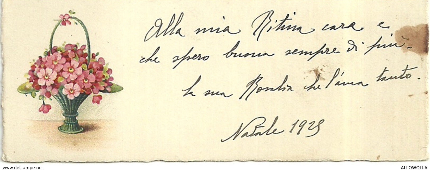 2000 " BIGLIETTO AUGURALE- ANNI '20 - CESTINO DI FIORI " BIGLIETTO ILL. ORIG. - Altri & Non Classificati