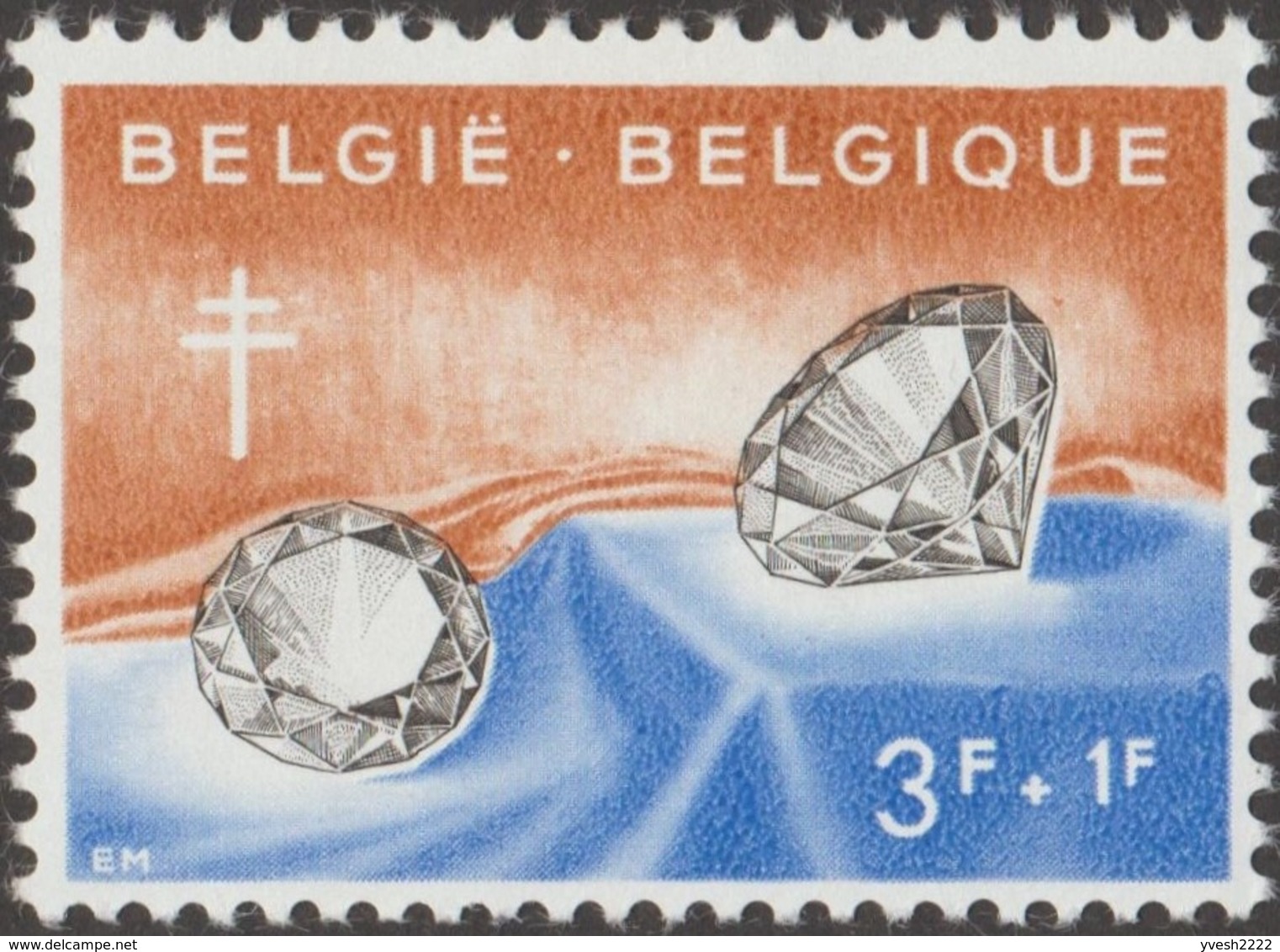 Belgique 1960 COB 1167. 8 épreuves taille-douce. Antituberculeux, métiers d'art. Diamants. Unique