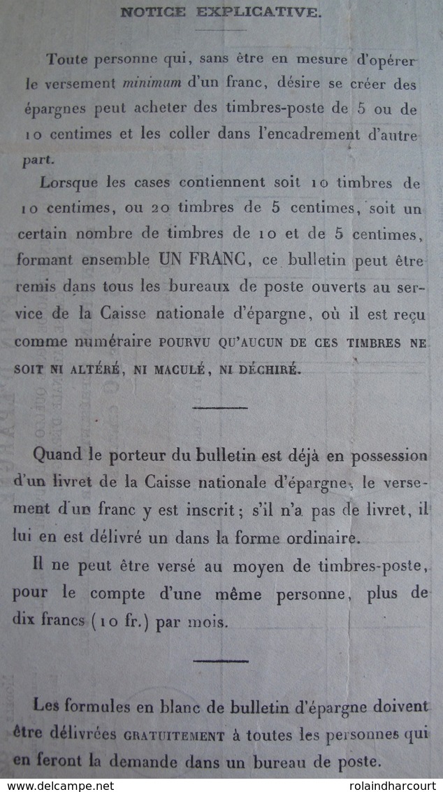 R1703/659 - SAGE TYPE II N°75 (*) Sur Bulletin D'épargne Du Ministère Des Postes - 1876-1898 Sage (Type II)