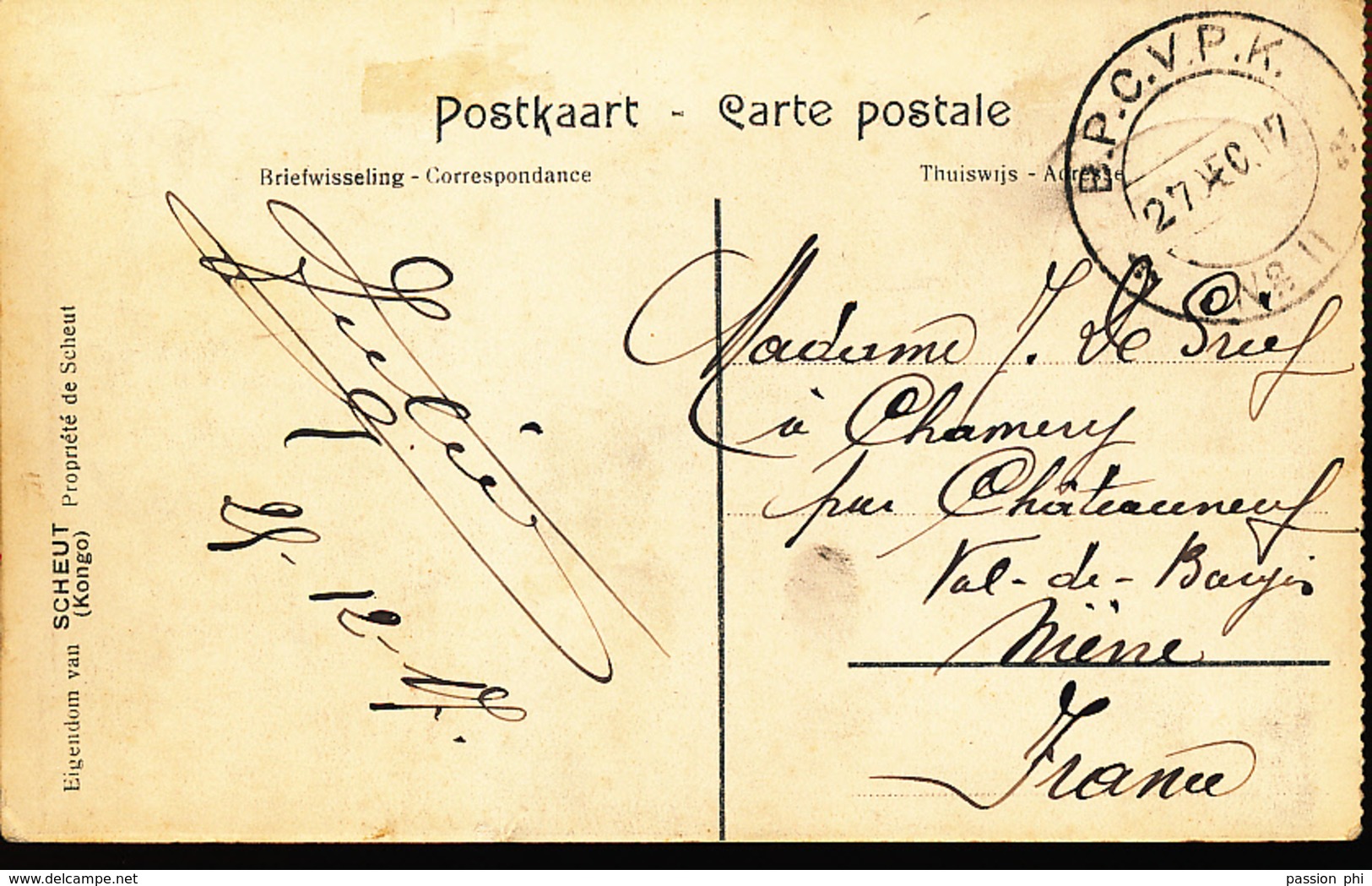 GEA RUANDA URUNDI WW1 PC BPCVPK N°11 TO FRANCE - Lettres & Documents