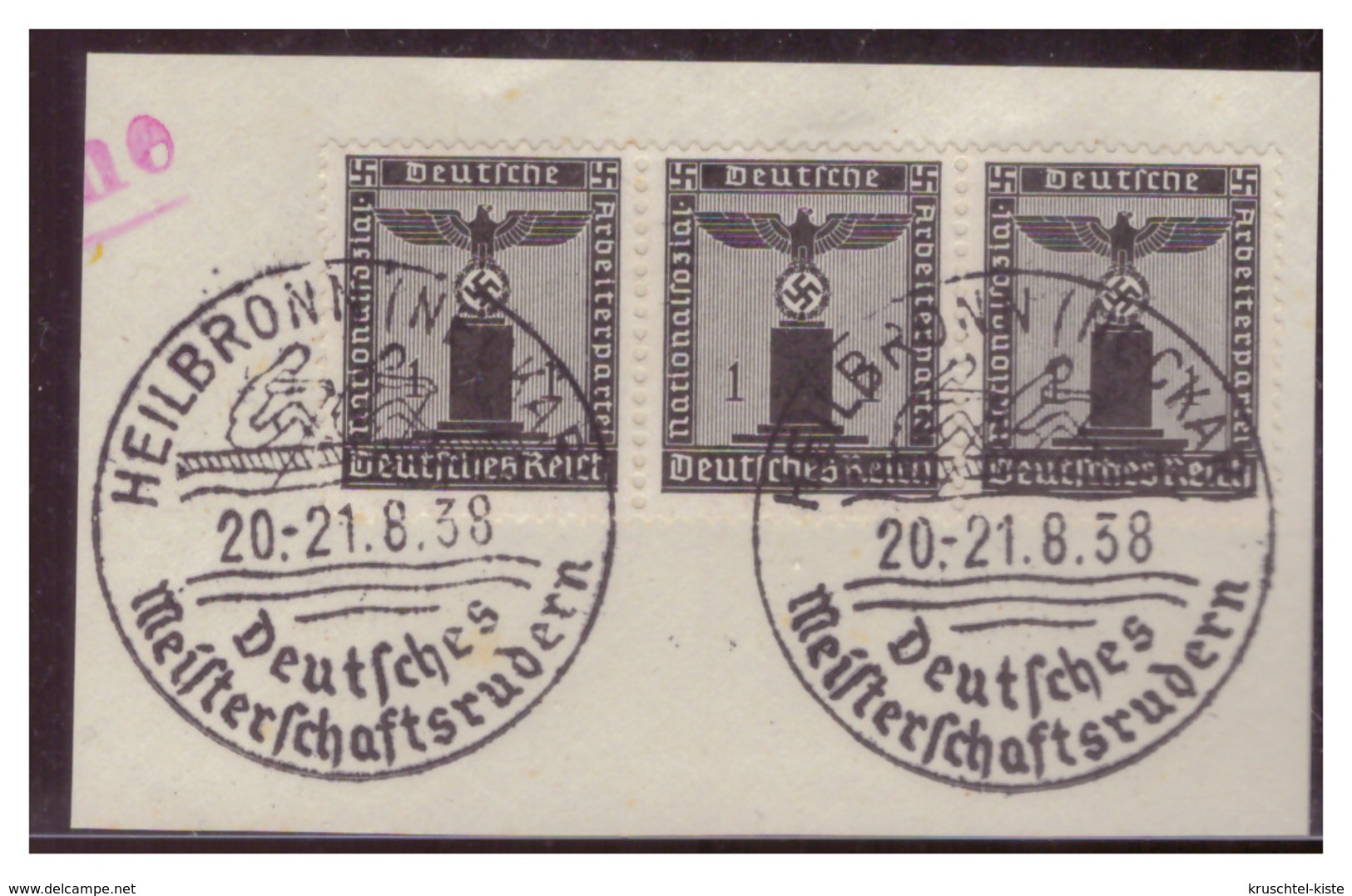 Dt-Reich (007267) Sonderstempel Auf Briefstück, Heilbronn (Neckar), Deutsches Meisterschaftsrudern, Gestempelt Am 20/21. - Gebraucht