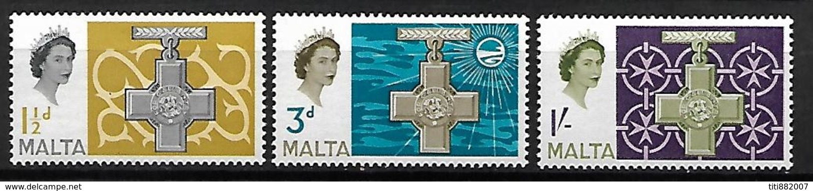 MALTE    -   1961 .   Y&T N° 277 à 279 *.  Médaille George Cross - Malte (...-1964)