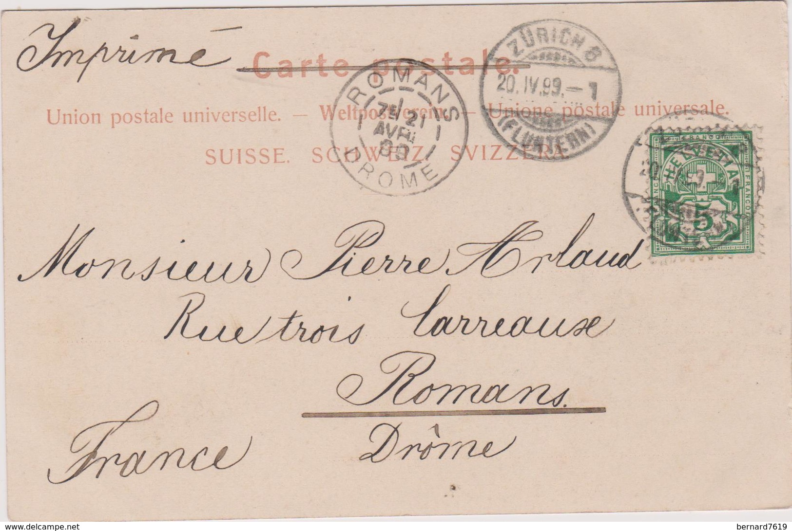 Suisse  Zurich  Carte Precurseur Cachet Affranchissement 1899 Kirche Enge - Enge