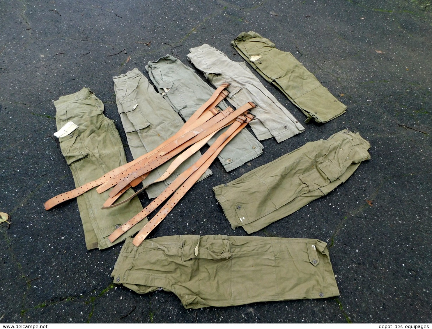 LOT 7 PANTALONS TT.A. MODELE 1947 +  Années 1950 + CEINTURONS Modèle 1945 - Uniformes