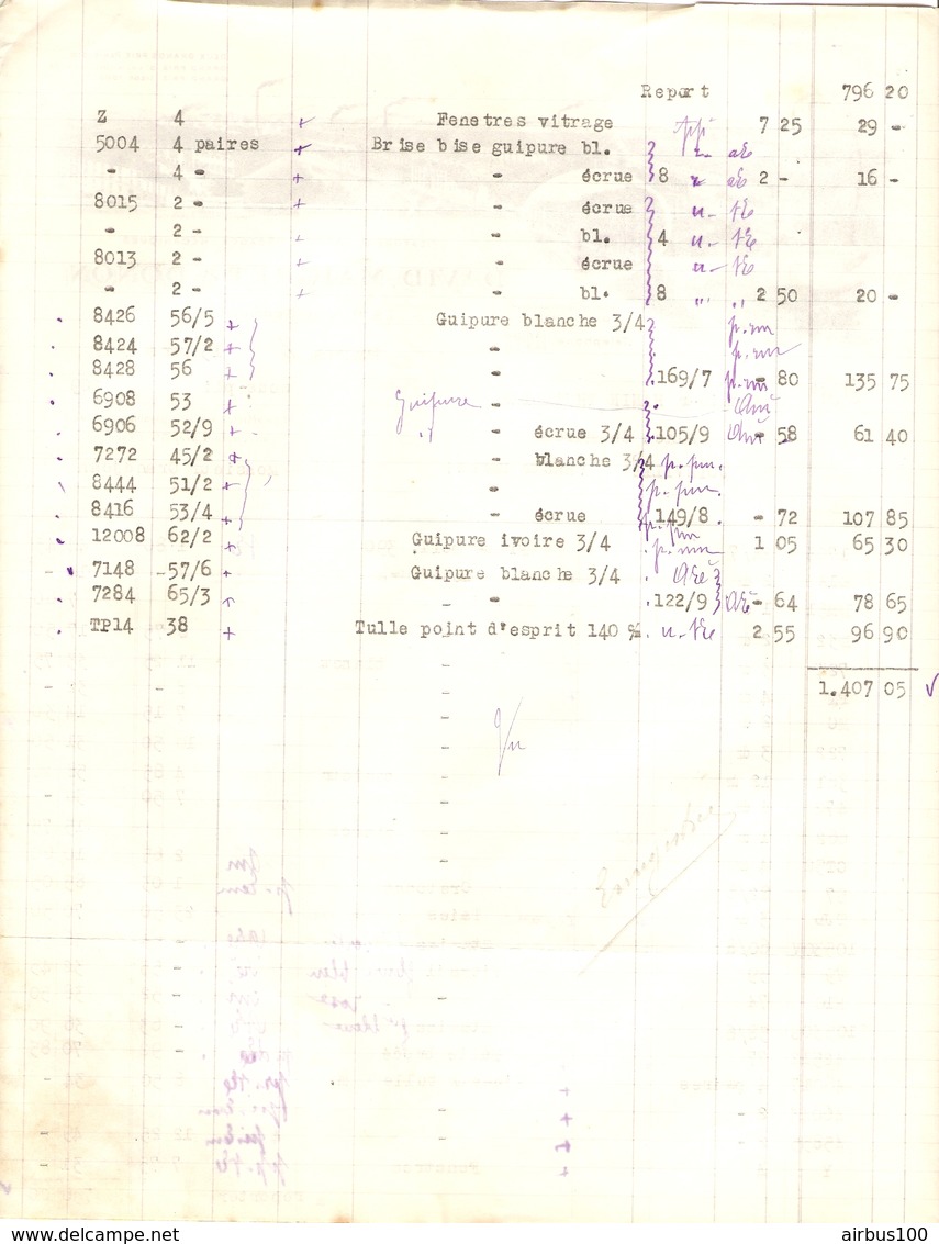 FACTURE 1917 DAVID MAIGRET & DONON 29 RUE DU SENTIER PARIS - USINES ÉPINAL St QUENTIN TARARE NÉRONDE - Textilos & Vestidos