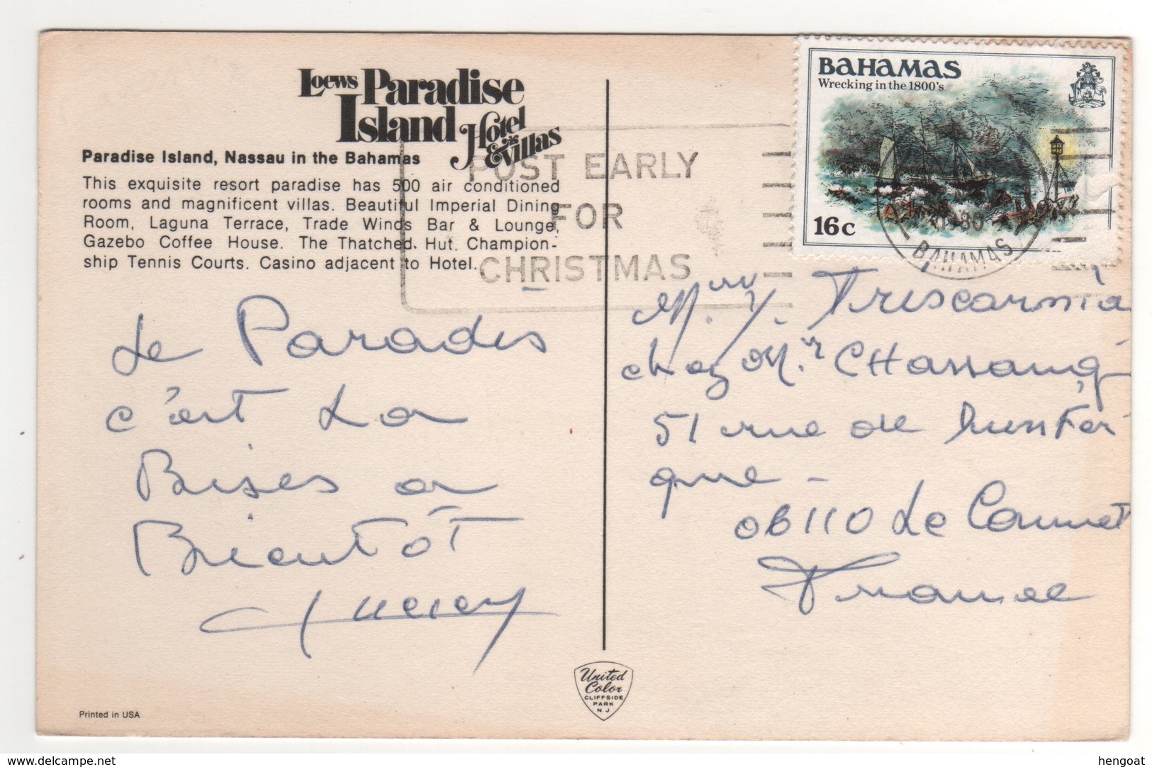 Beau Timbre , Stamp Sur Cp , Carte , Postcard De 1980 - Bahamas (1973-...)