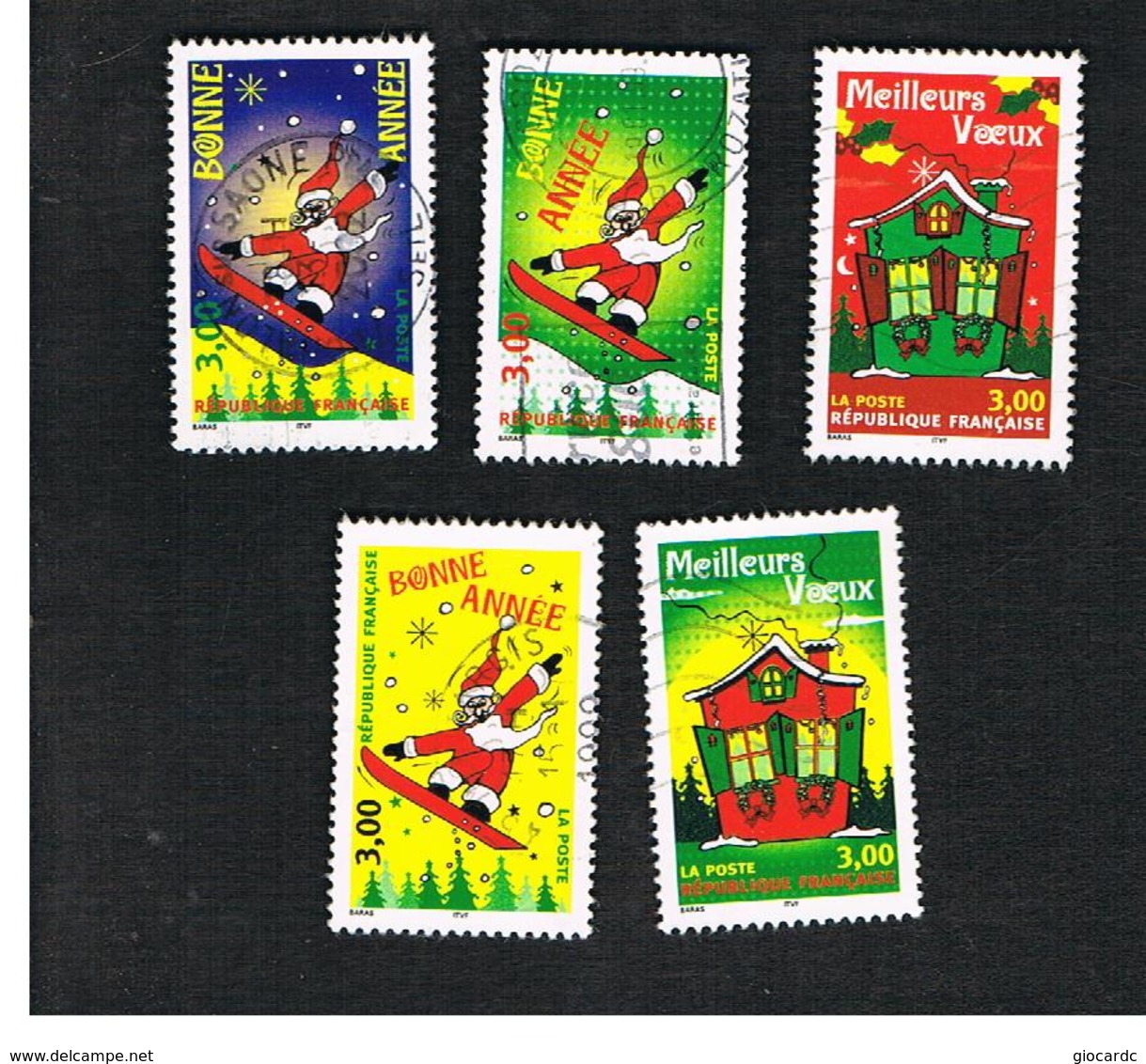 FRANCIA (FRANCE) - SG 3541.3545 - 1998 CHRISTMAS & NEW YEAR (COMPLET SET OF 5)  -    USED - Gebraucht