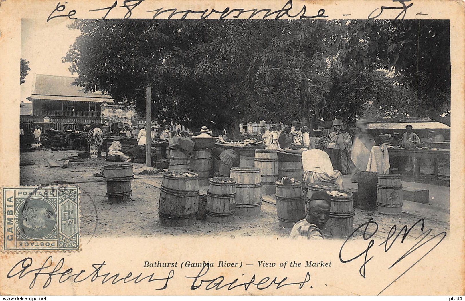 Bathursi (Gambia River) View Of The Market  - Carte Pour La Vendée - Gambie