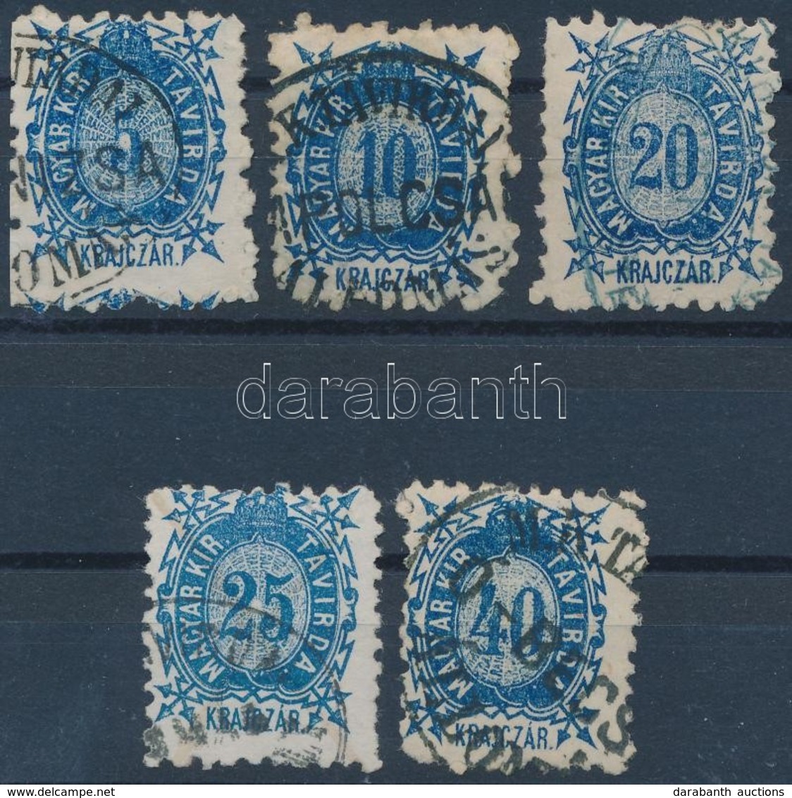 O 1873 Távirda 5kr-40kr 5 érték (43.000) - Other & Unclassified