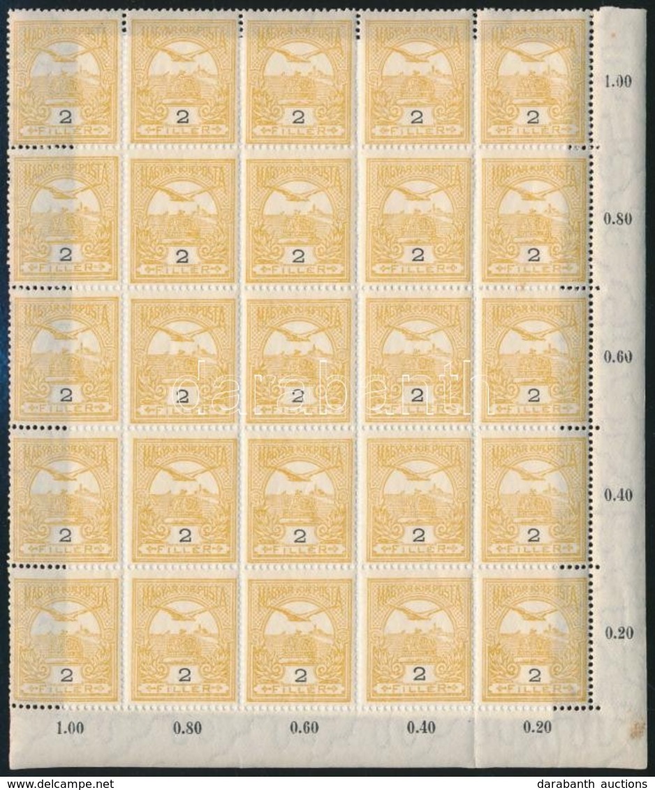 ** 1913 Turul 2f Fekvő Vízjeles Negyed ív (35.000) - Other & Unclassified