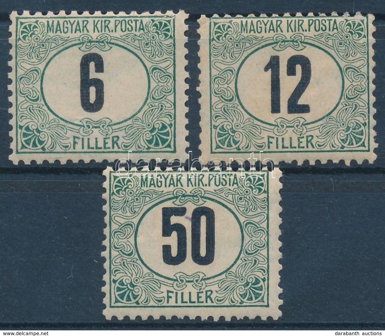 ** 1905 Zöldportó 'A' 6f, 12f, 50f (34.000) - Other & Unclassified