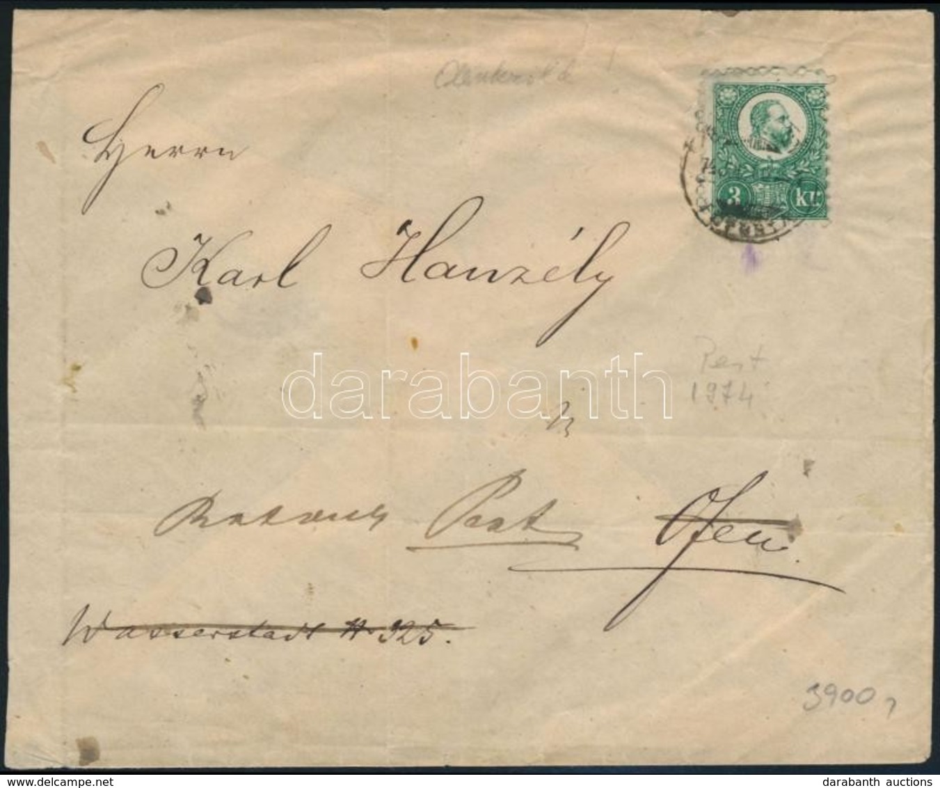 1871 Réznyomat 3kr Helyi Levélen (min 20.000) - Other & Unclassified