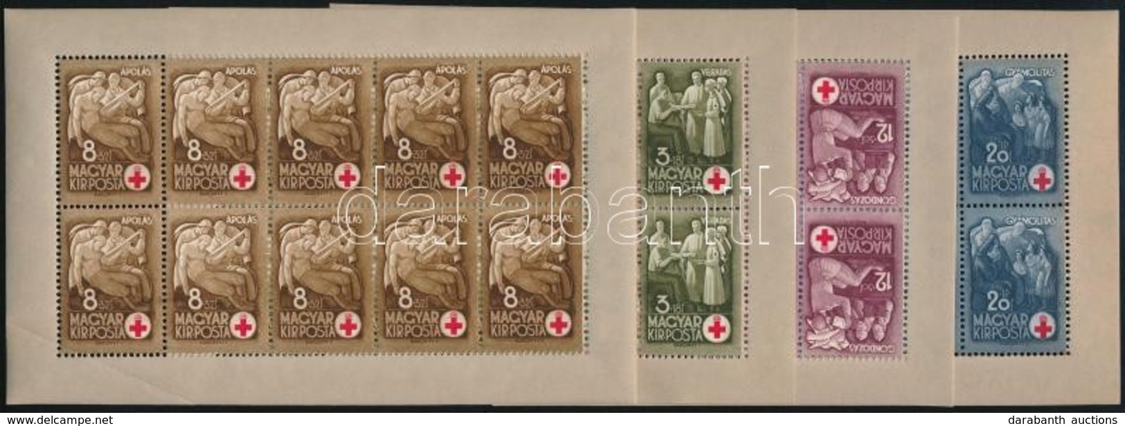 ** 1942 Vöröskereszt I. Kisívsor (20.000) (a 8f íven Törés / 8f Sheet Folded) - Sonstige & Ohne Zuordnung