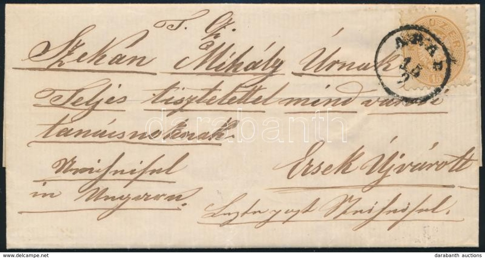 1864 15kr Levélen 'ARAD' - 'ÉRSEKÚJVÁR' - Other & Unclassified