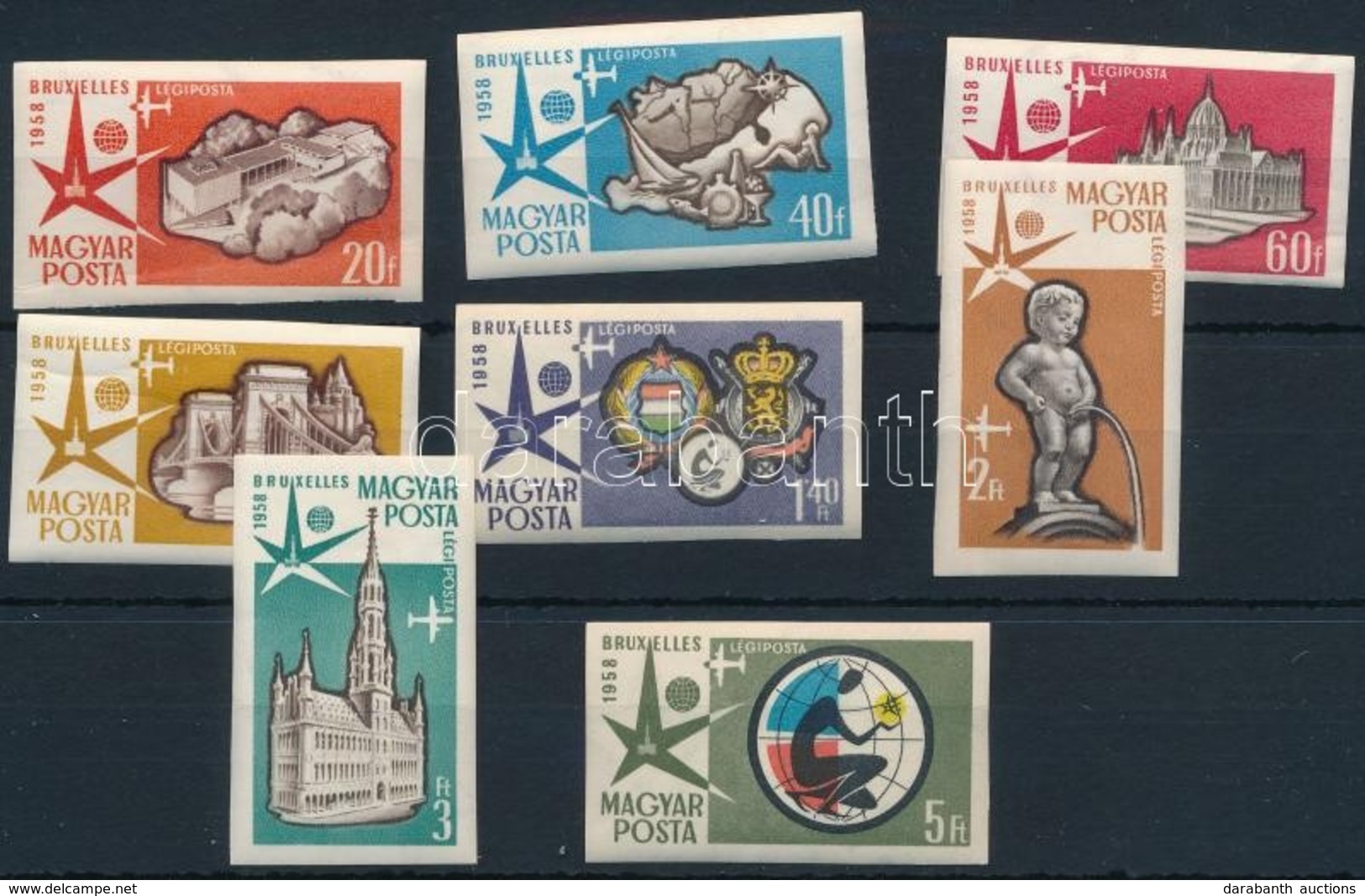 ** 1958 Brüsszeli Világkiállítás Vágott Sor (törések / Folded Values) + Fogazott Sor (4.800) - Other & Unclassified