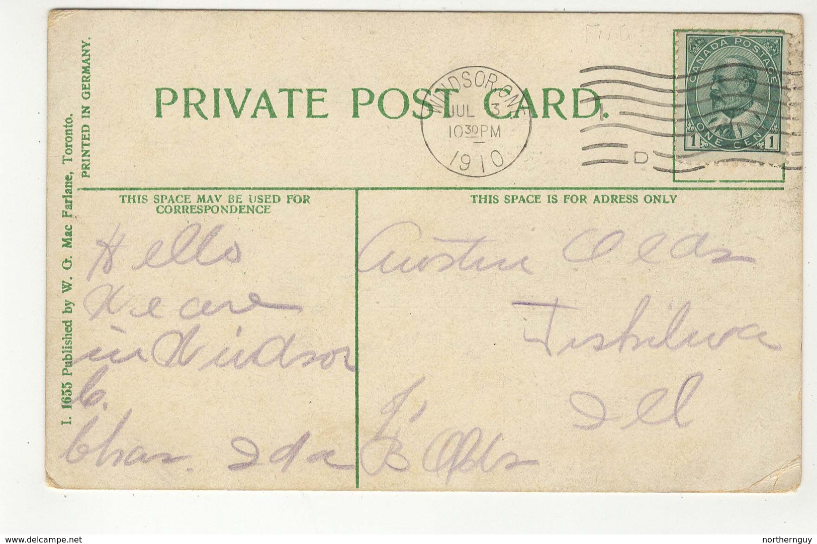 WINDSOR, Ontario, Canada, City Hall, 1910 Macfarlane Heraldic Postcard, Essex County - Windsor