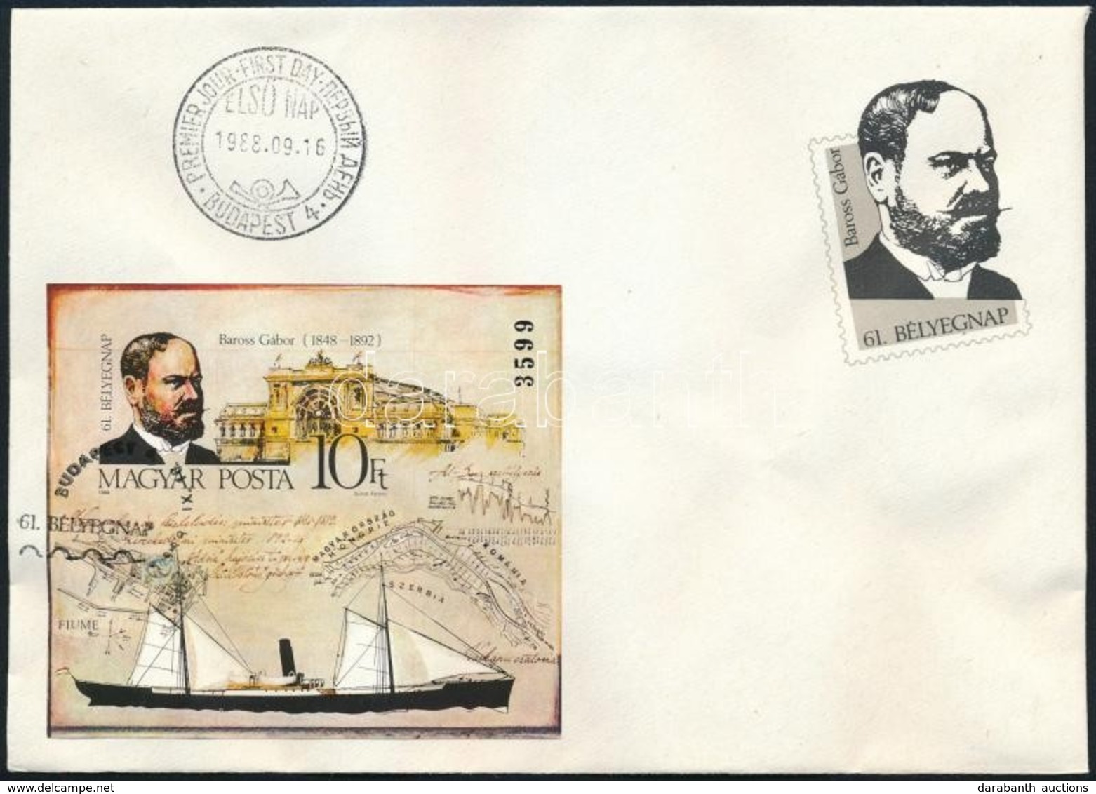 1988 Bélyegnap (61.) Vágott Blokk FDC (7.000) - Other & Unclassified