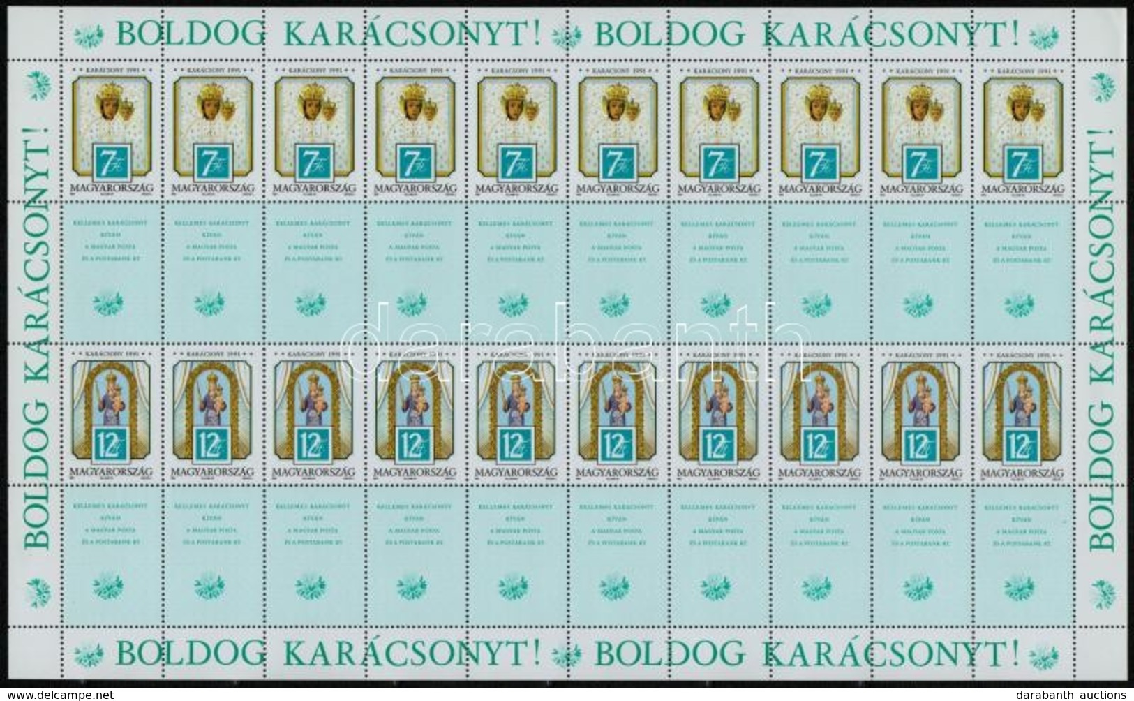 ** 1991 Karácsony 4 Db Hajtatlan Teljes ív (18.000) - Sonstige & Ohne Zuordnung