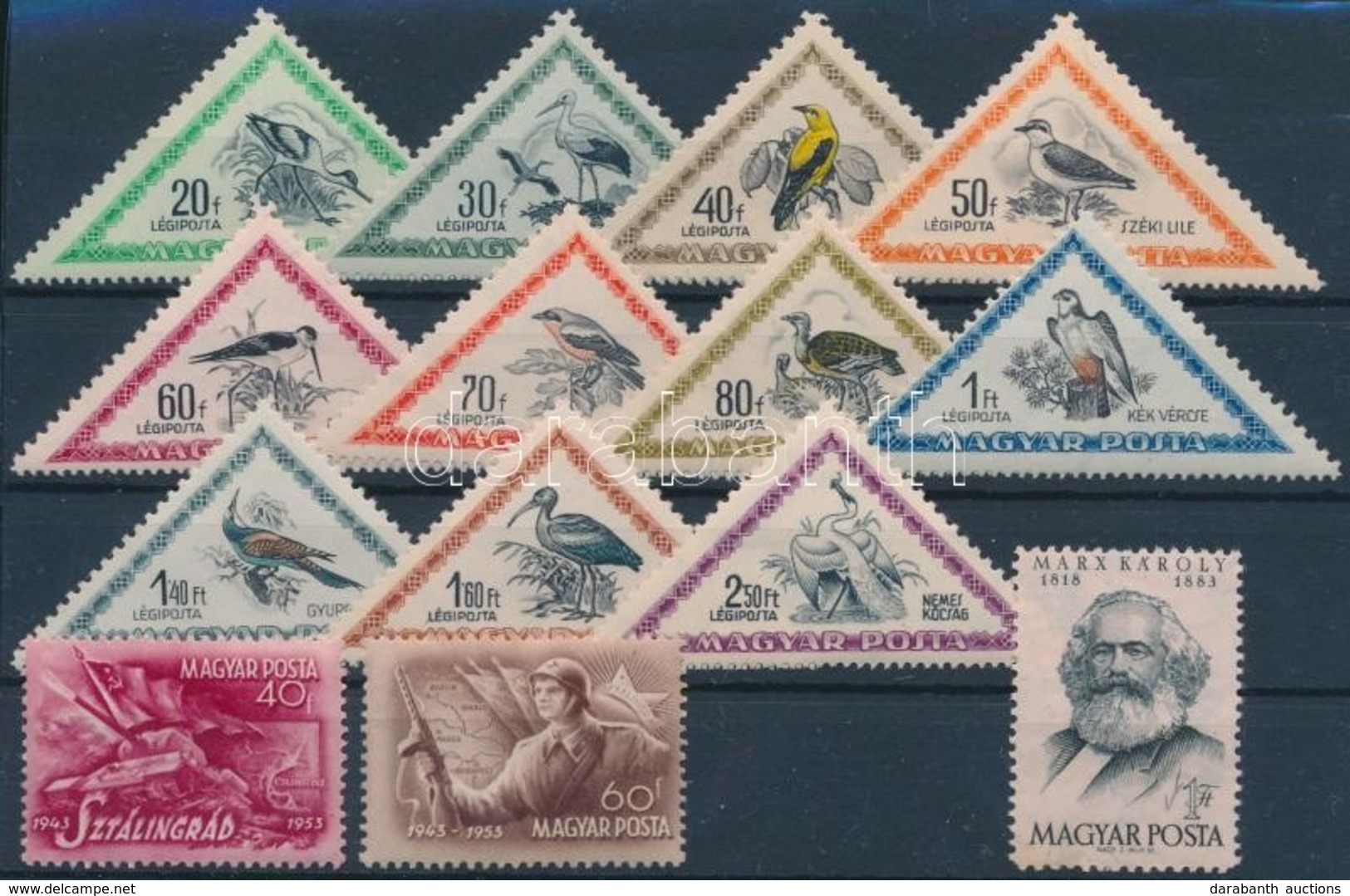 ** 1952-1953 Madarak és Sztálingrád 1-1 Sor + Marx Bélyeg Stecklapon (5.600) - Sonstige & Ohne Zuordnung