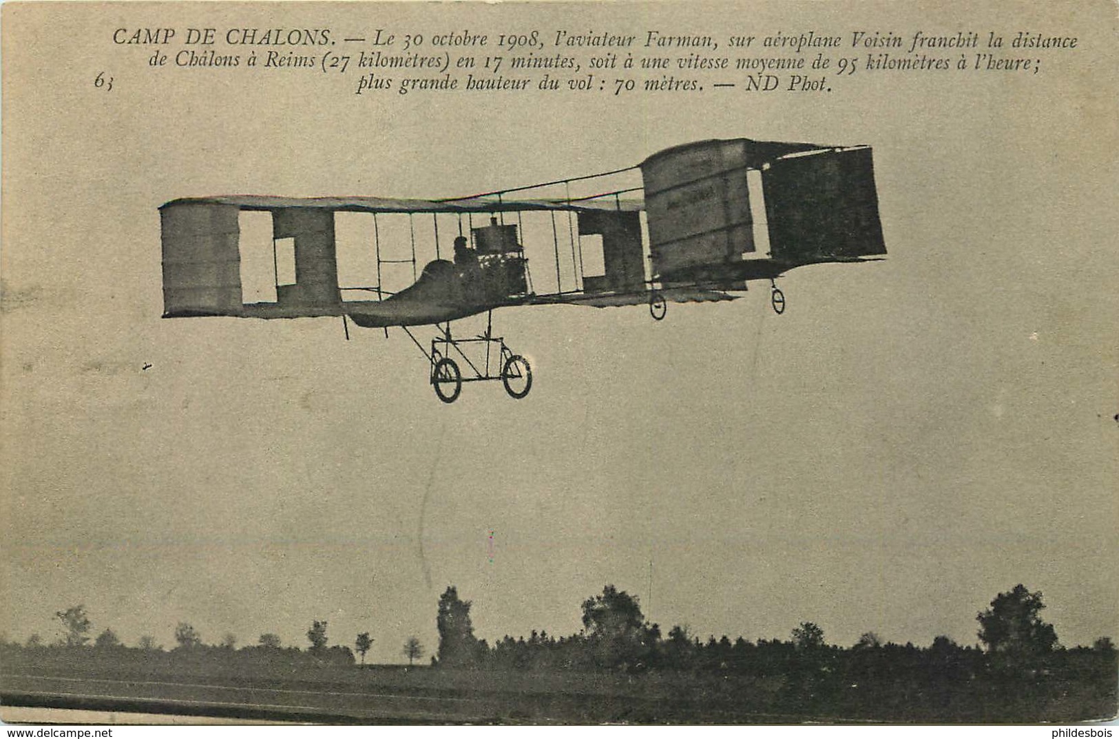 CAMP DE CHALONS Octobre 1908 Aviateur FARMAN Sur Aéroplane Voisin Etc ... - ....-1914: Précurseurs