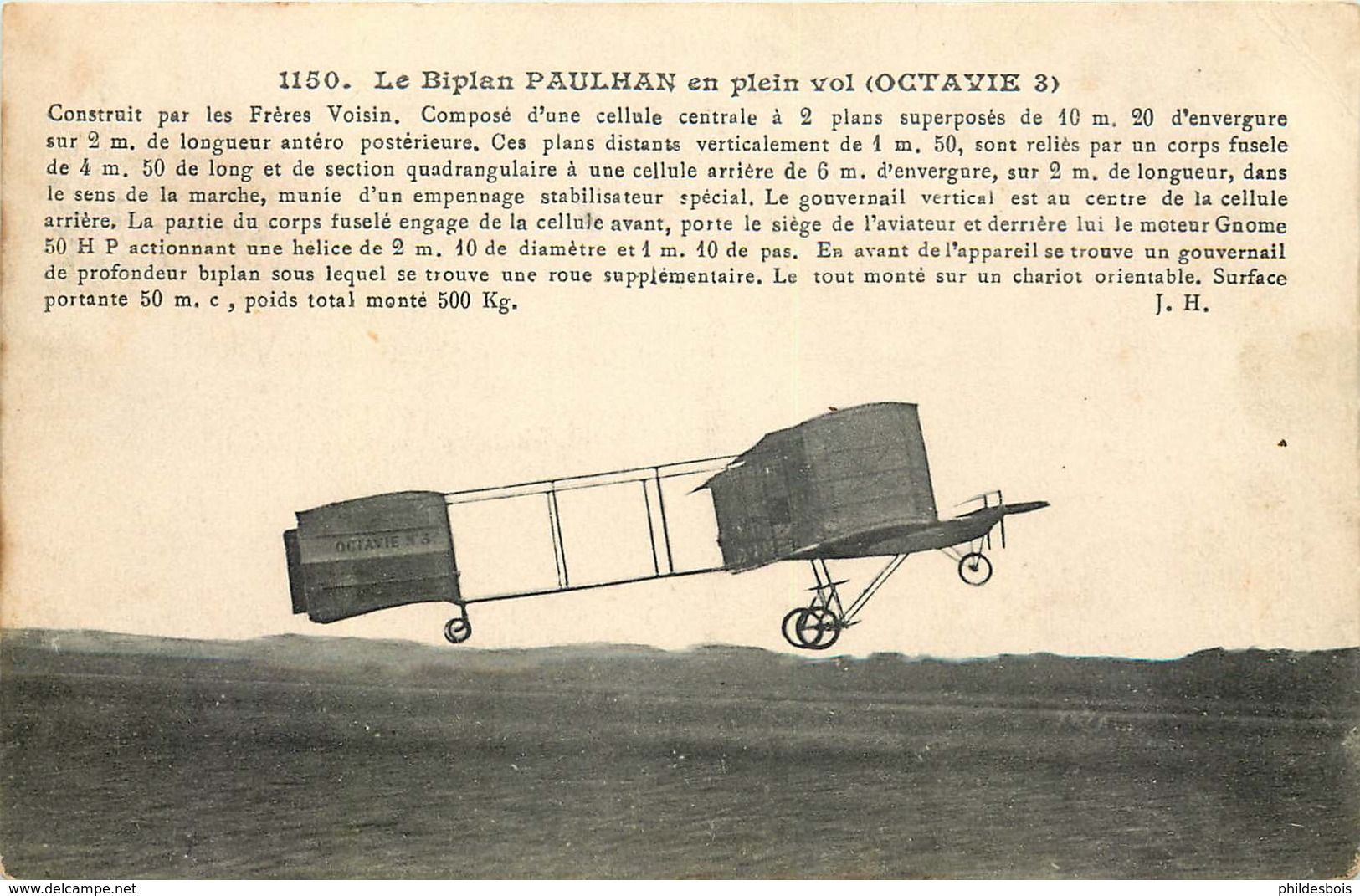 BIPLAN PAULHAN En Plein Vol ( Octavie 3 ) - ....-1914: Precursors