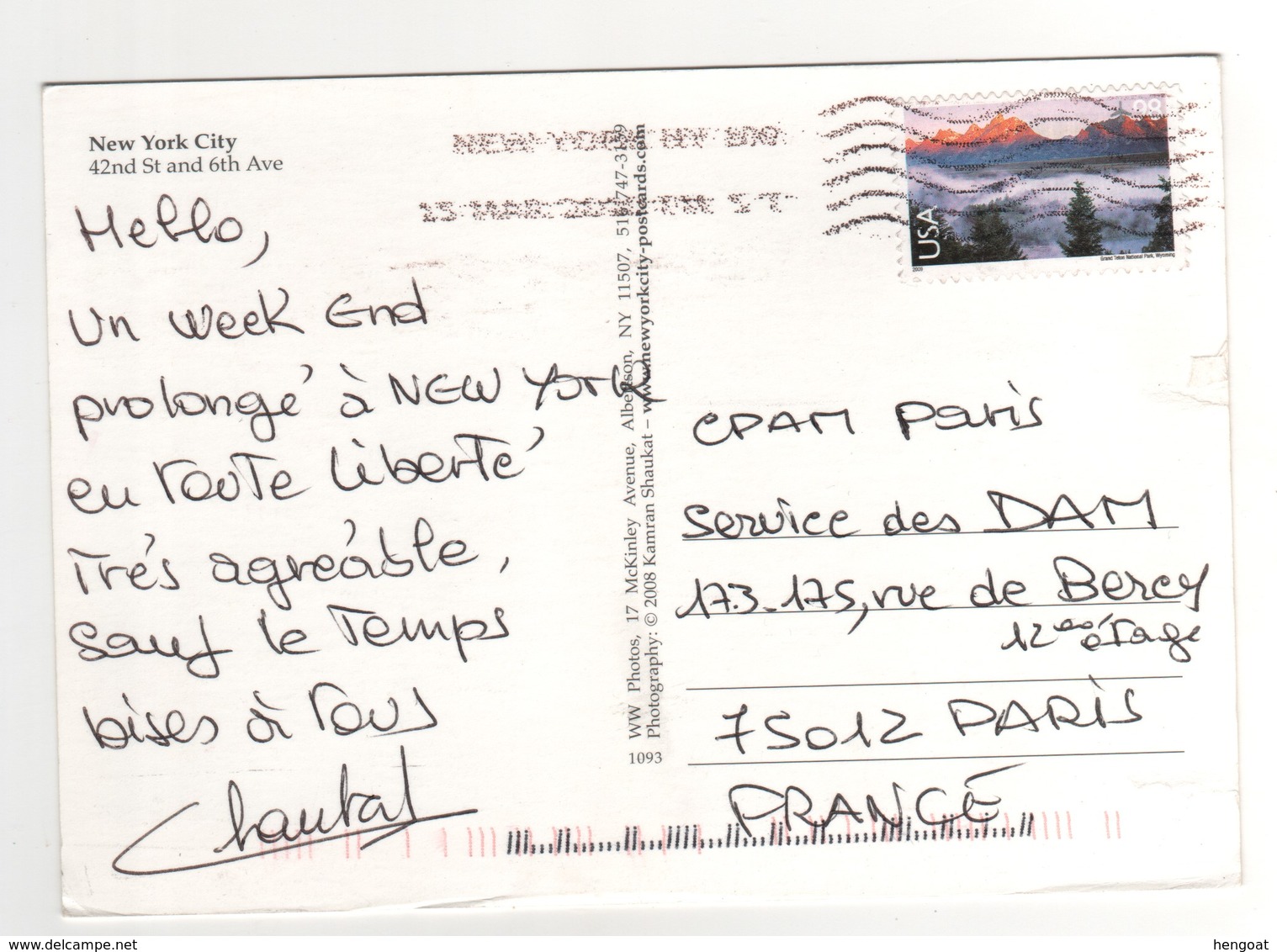 Beau Timbre , Stamp Par Avion à 98 Cents Sur Cp , Carte , Postcard Du 15/03/200? - Lettres & Documents