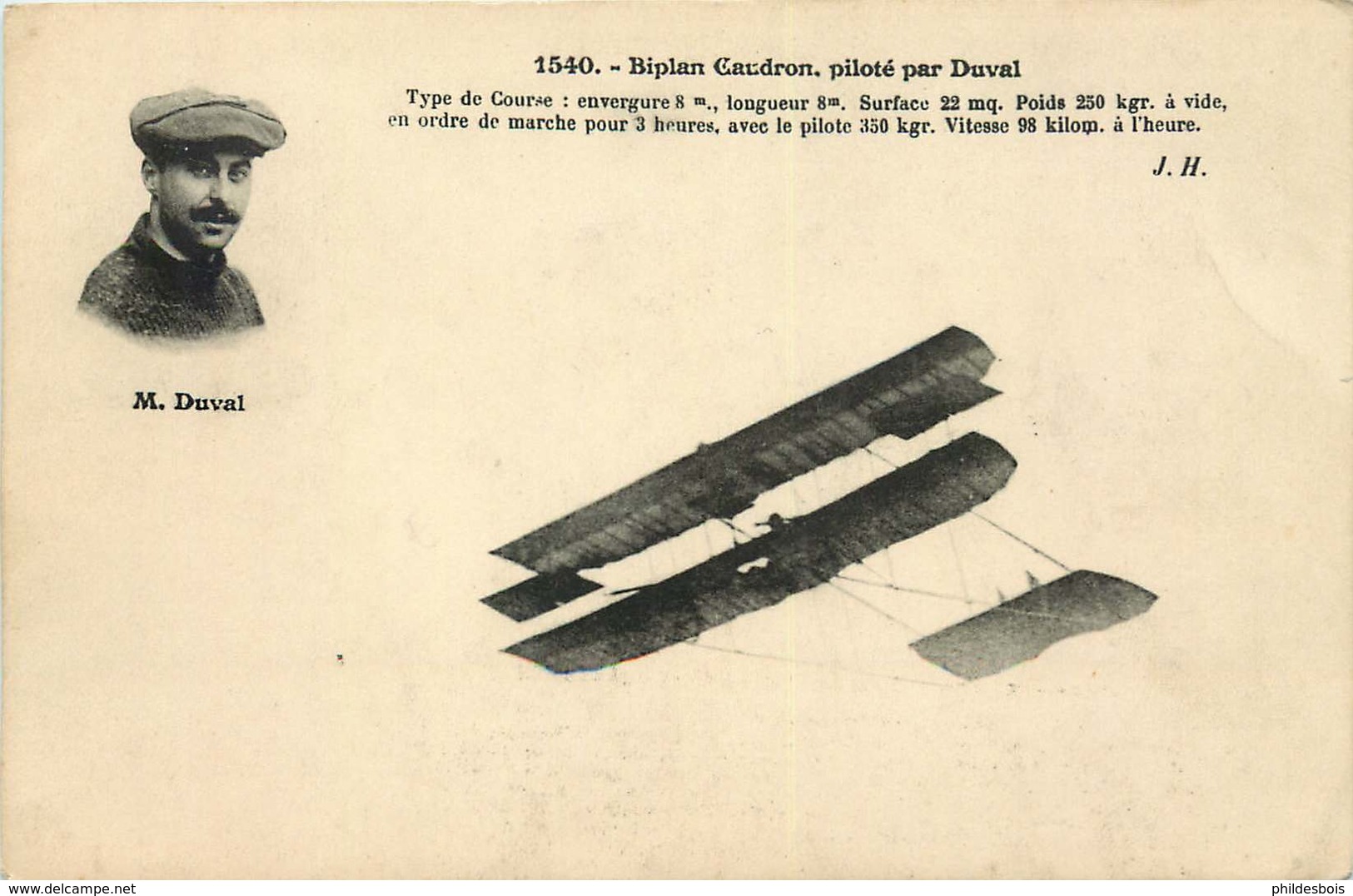 Biplan CAUDRON  Pilote Par Duval - ....-1914: Précurseurs