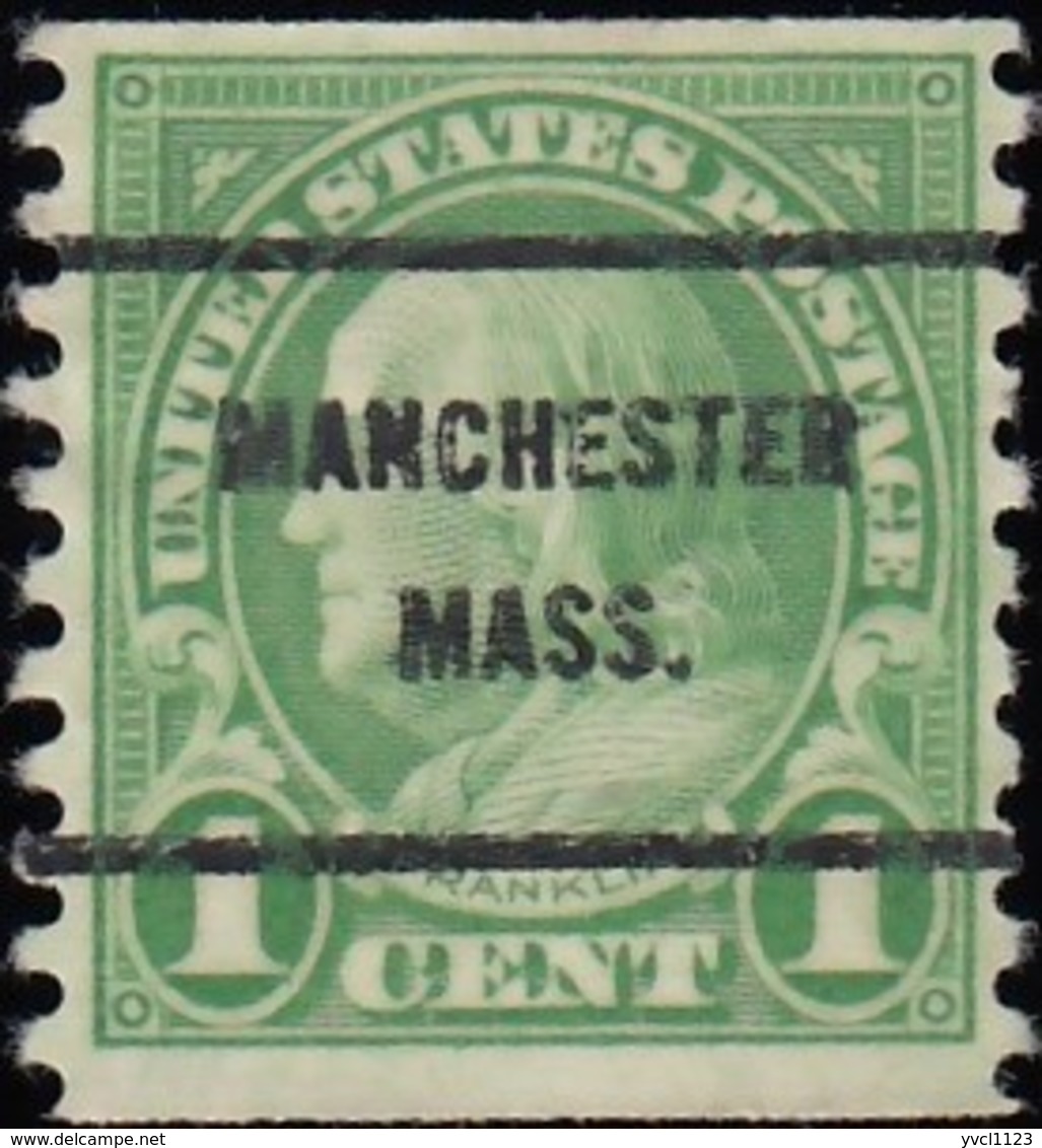 UNITED STATES - Scott #597 Franklin 'Manchester Mass.' (4) / Used Stamp - Préoblitérés