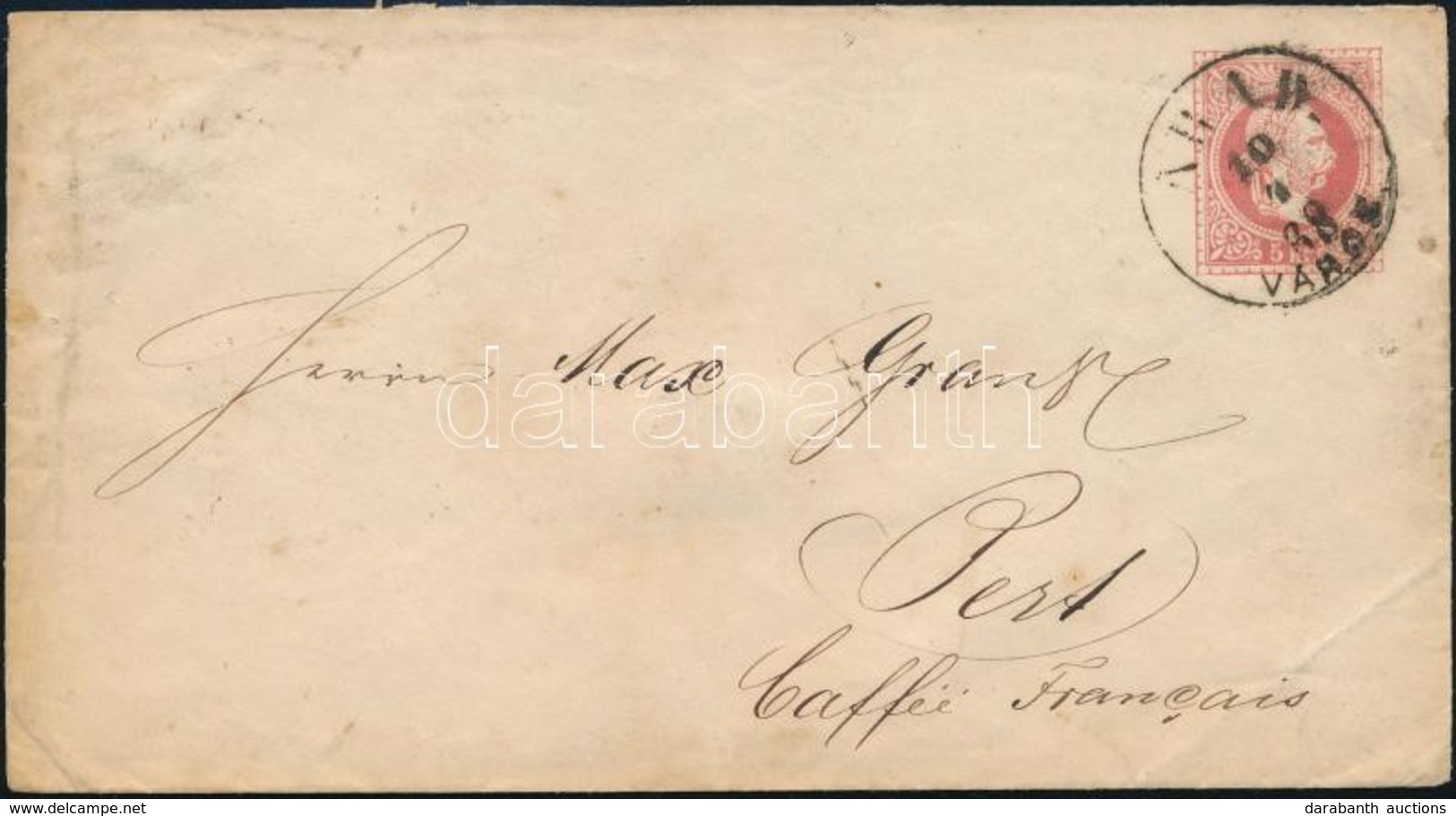 1868 5kr Díjjegyes Boríték ,,ARAD VÁROS' - ,,PEST' - Other & Unclassified