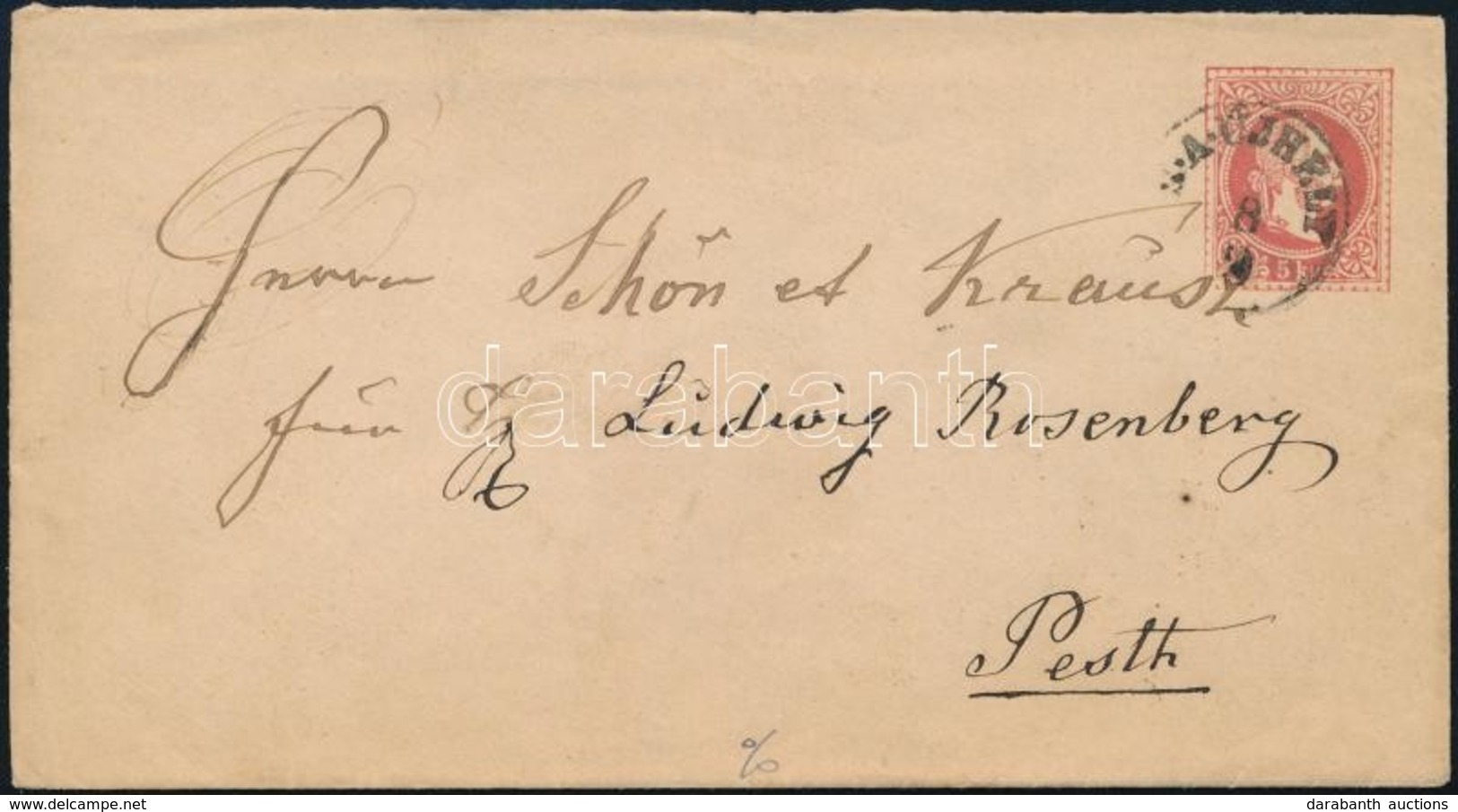 1868 5kr Díjjegyes Boríték ,,S.A. ÚJHELY' - ,,PEST' - Other & Unclassified