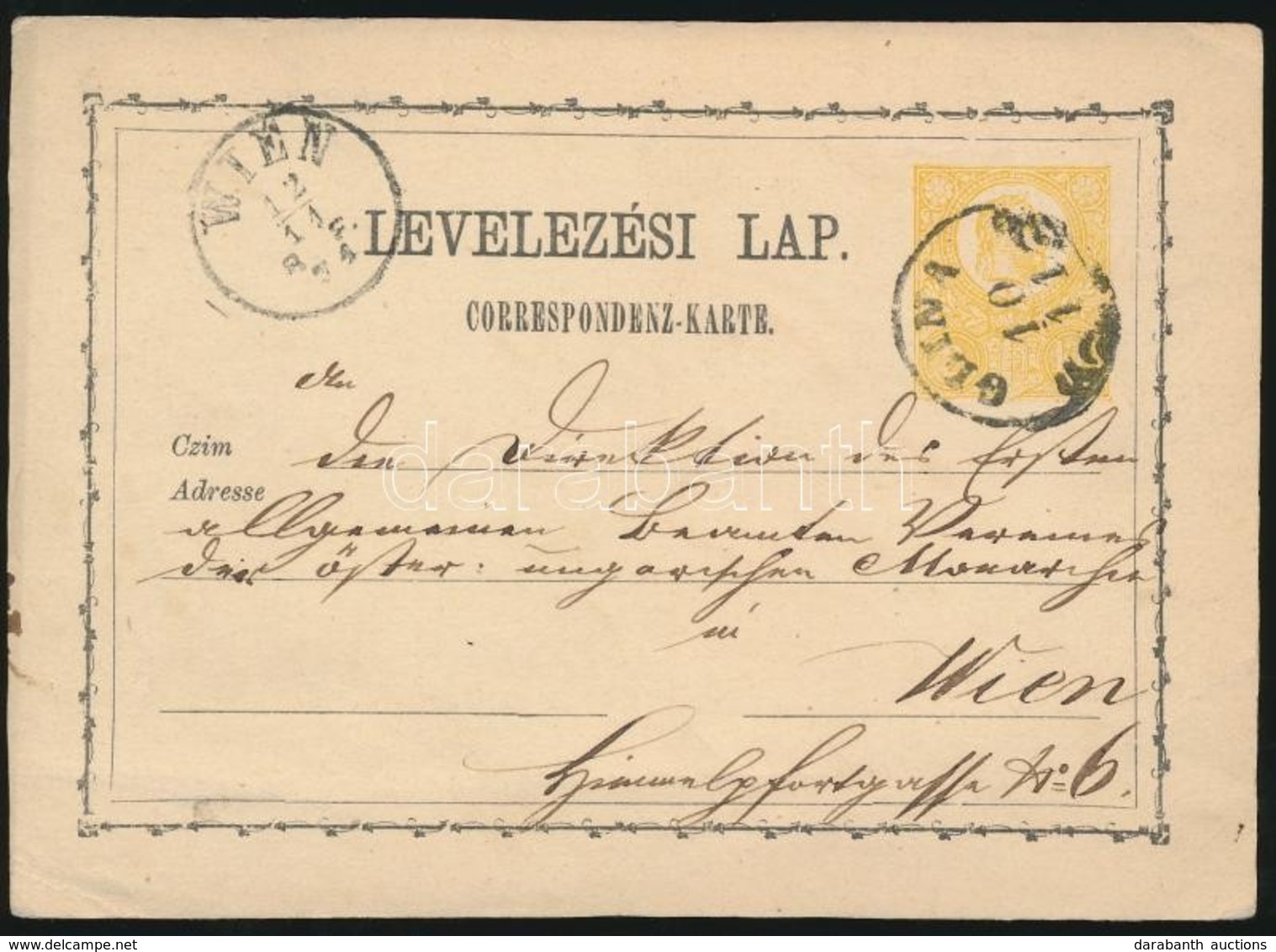 1871 2kr Díjjegyes Levelezőlap 'GLINA' - Sonstige & Ohne Zuordnung
