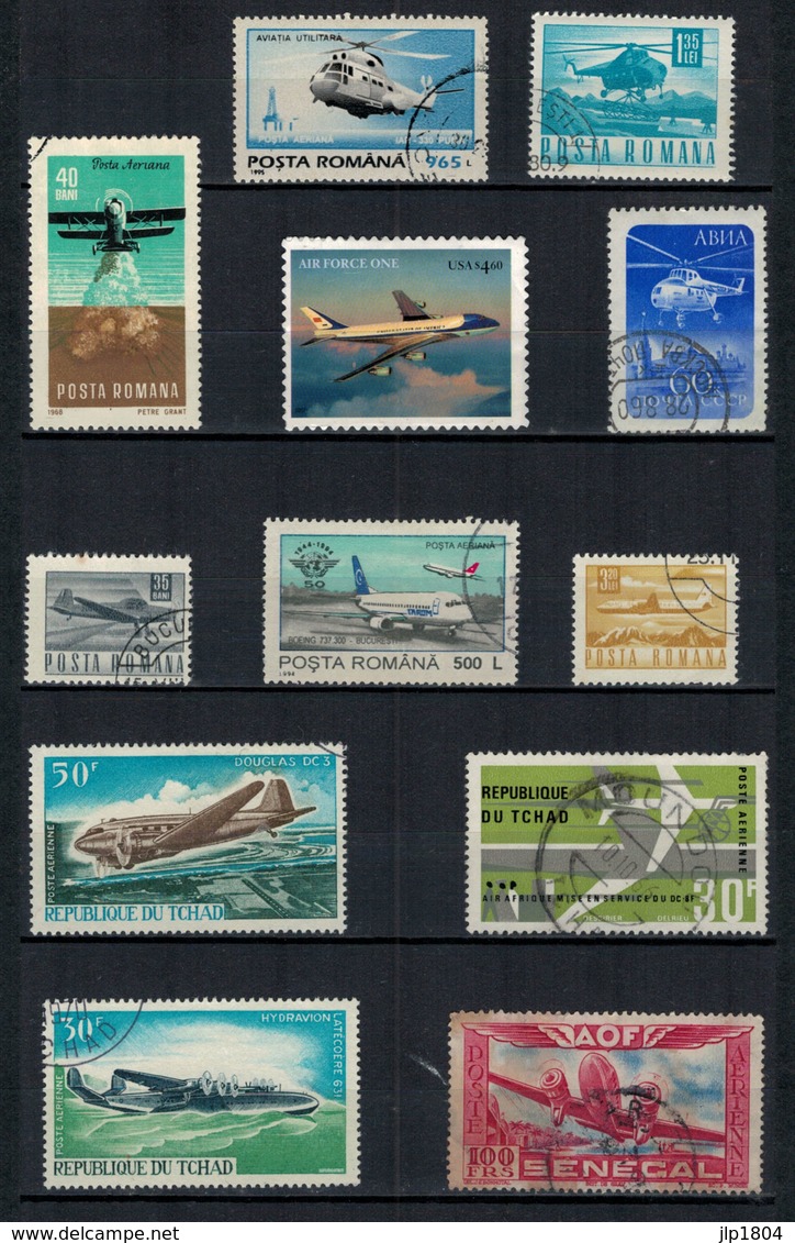 Lot De 12 Timbres Aviation ( Hydravion, Avion, Hélicoptère, ULM ) Oblitérés Ou Neufs **/ * / (*) - Avions