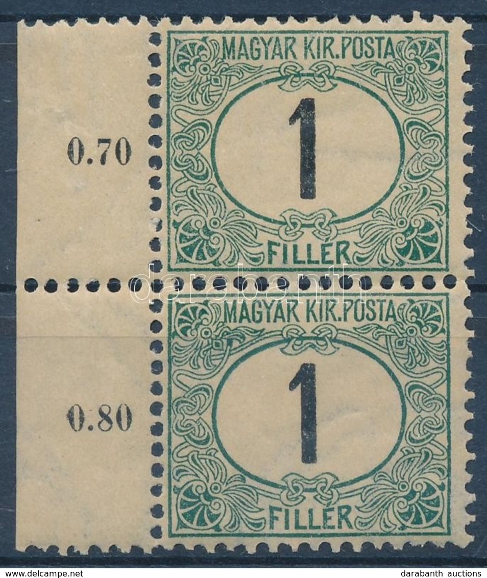 ** 1903 Zöldportó 1f ívszéli Pár Csillag Vízjellel - Other & Unclassified