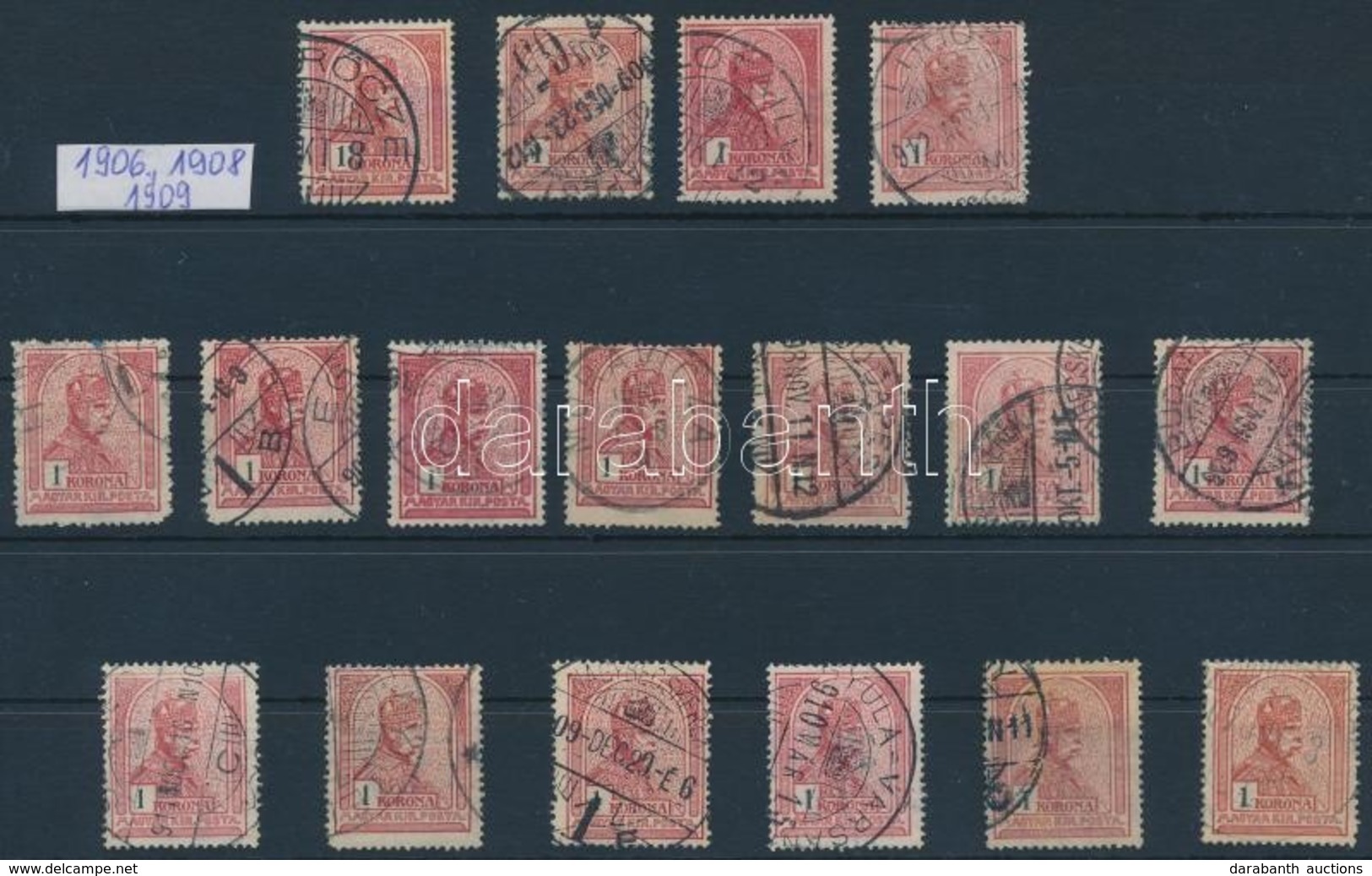 O 1906-1909 Turul 17 X 1K Stecklapon - Other & Unclassified