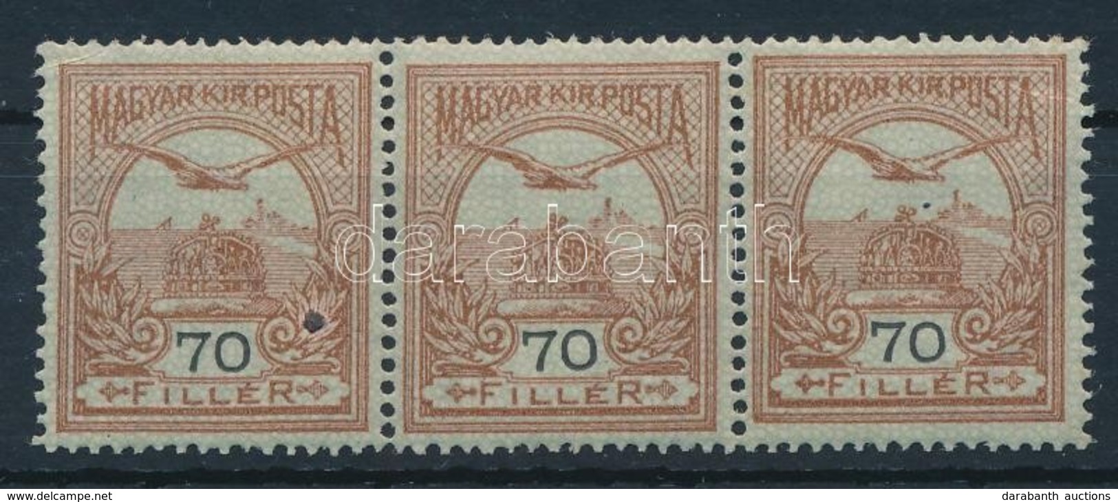 ** 1913 Turul 70f Hármascsík, A Középső Bélyeg II. Típusú - Other & Unclassified