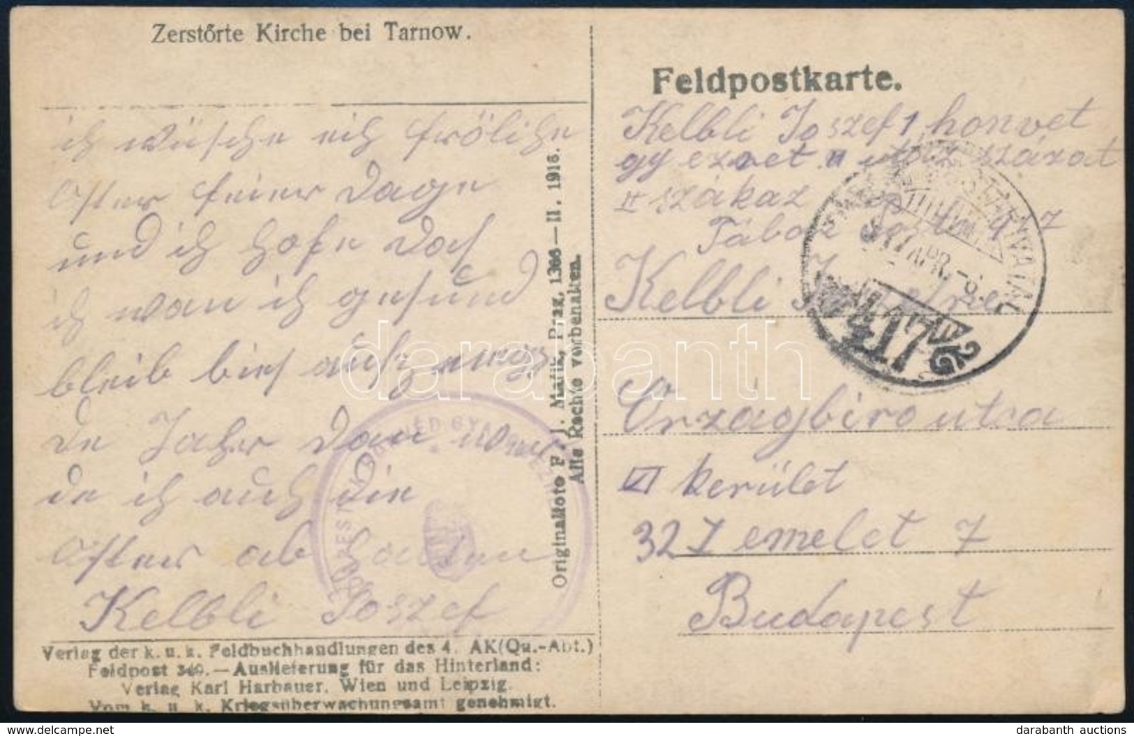 1917 Tábori Posta Képeslap / Field Postcard 'M.KIR. BUDAPESTI HONVÉD GYALOGEZRED' + 'TP 417' - Sonstige & Ohne Zuordnung