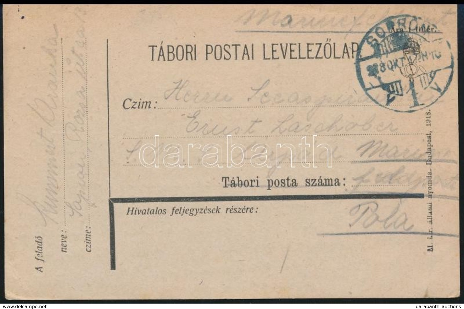 1918 Tábori Posta Levelezőlap 'SOPRON' - Other & Unclassified