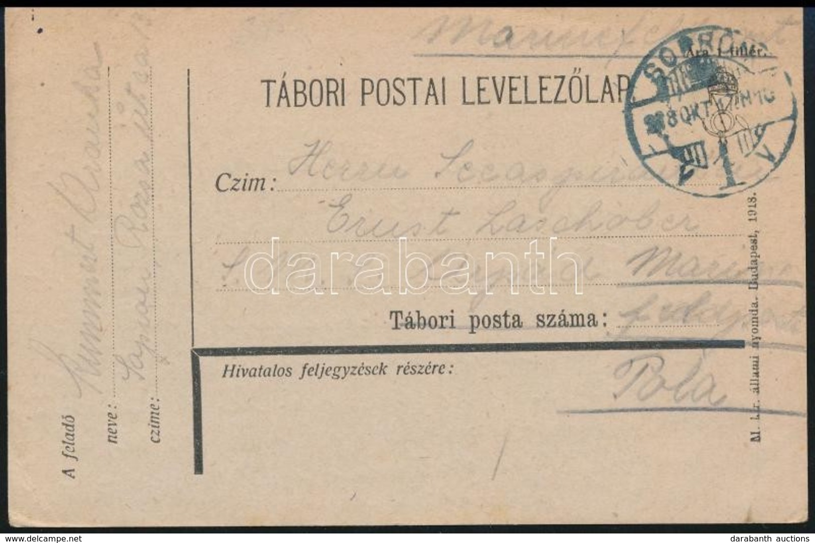 1918 Tábori Posta Levelezőlap 'SOPRON' - Sonstige & Ohne Zuordnung