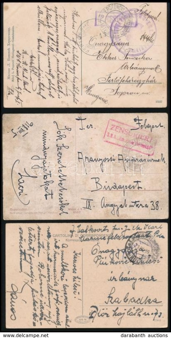 1914-1918 3 Db Tábori Posta Képeslap Haditengerészeti Postával 'Erz. Franz Ferdinand', 'KAISER FRANZ JOZEF' - Other & Unclassified