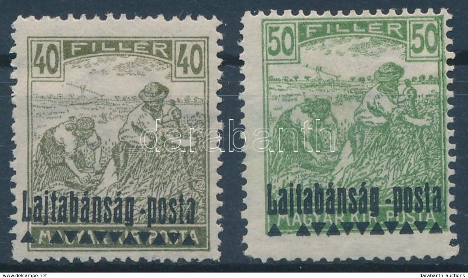 * Nyugat-Magyarország III. 1921 Arató 40f és 50f 'hiányzó Háromszög' Tévnyomat, Bodor Vizsgálójellel - Other & Unclassified